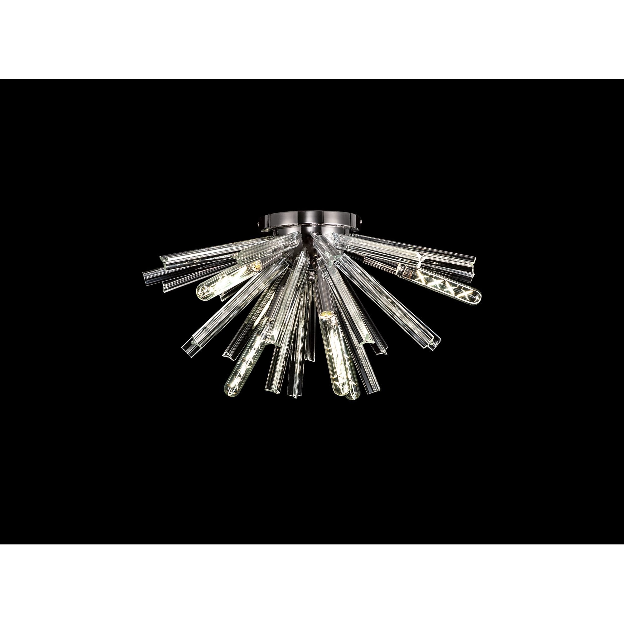 NL84979 Clover 6 Light Semi Flush Polished Nickel / Clear Glass