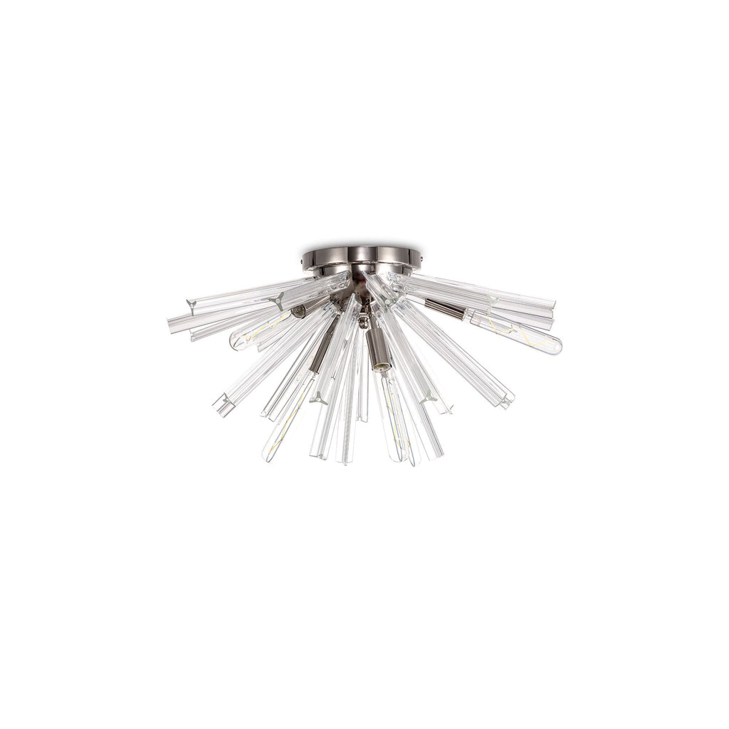 NL84979 Clover 6 Light Semi Flush Polished Nickel / Clear Glass