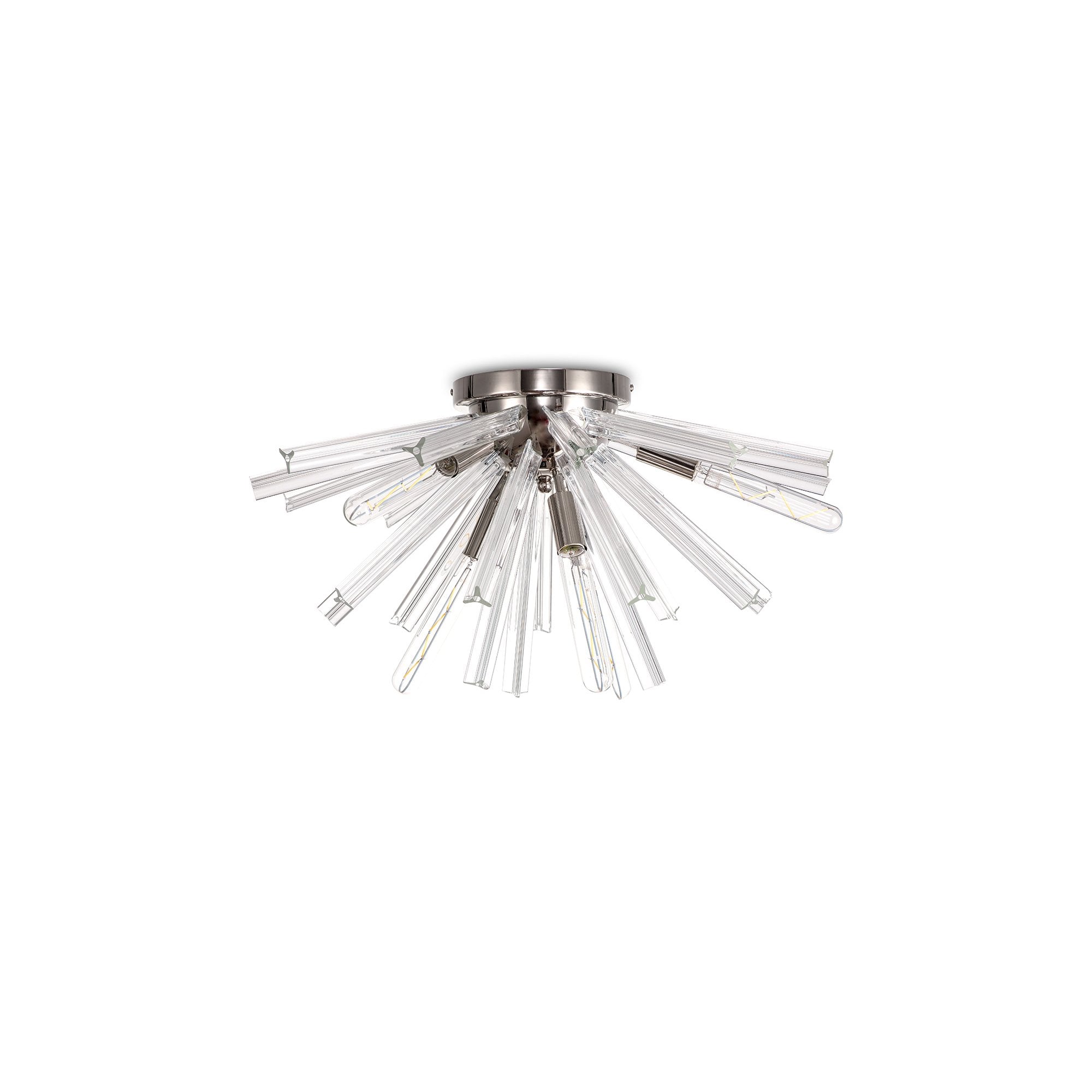 NL84979 Clover 6 Light Semi Flush Polished Nickel / Clear Glass