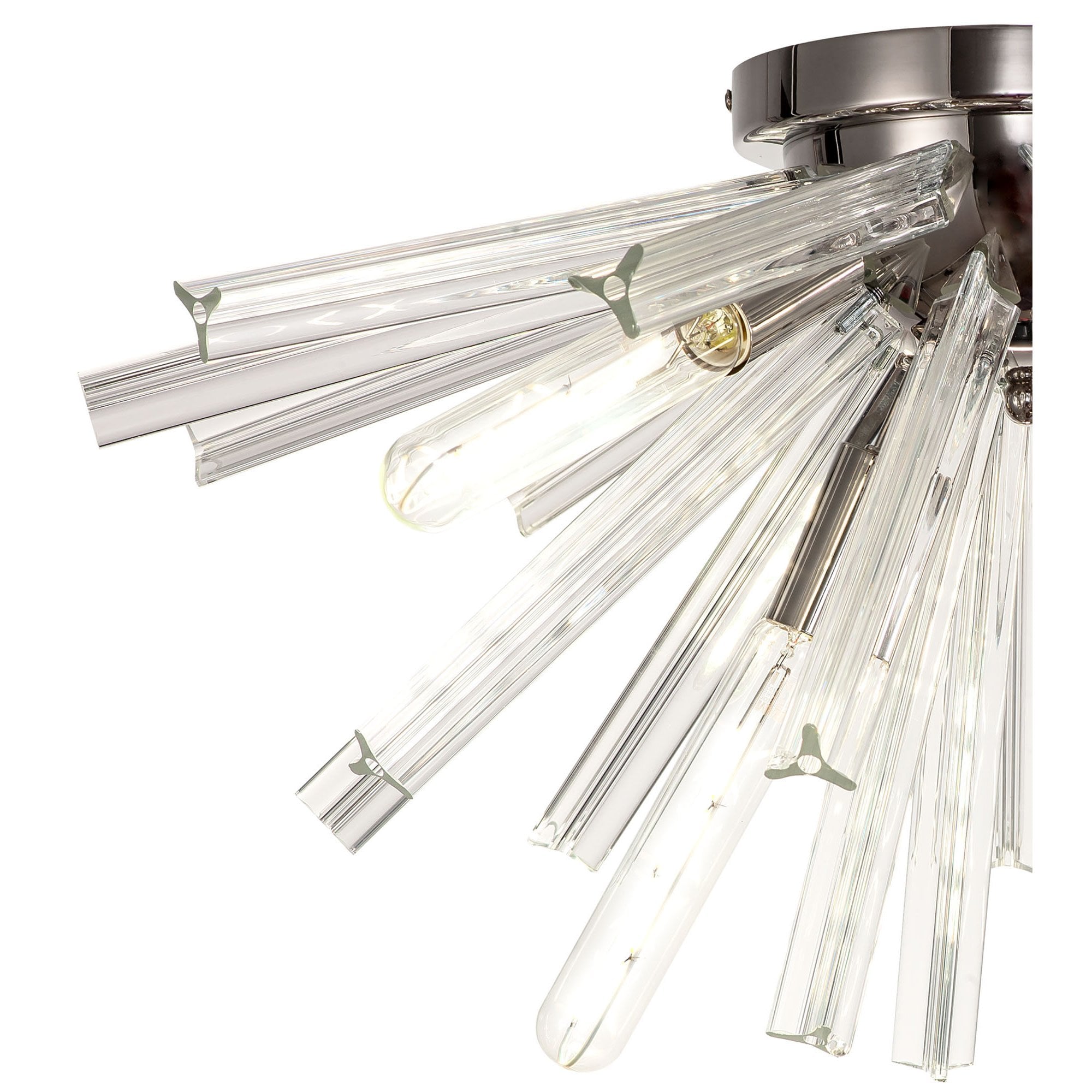 NL84979 Clover 6 Light Semi Flush Polished Nickel / Clear Glass