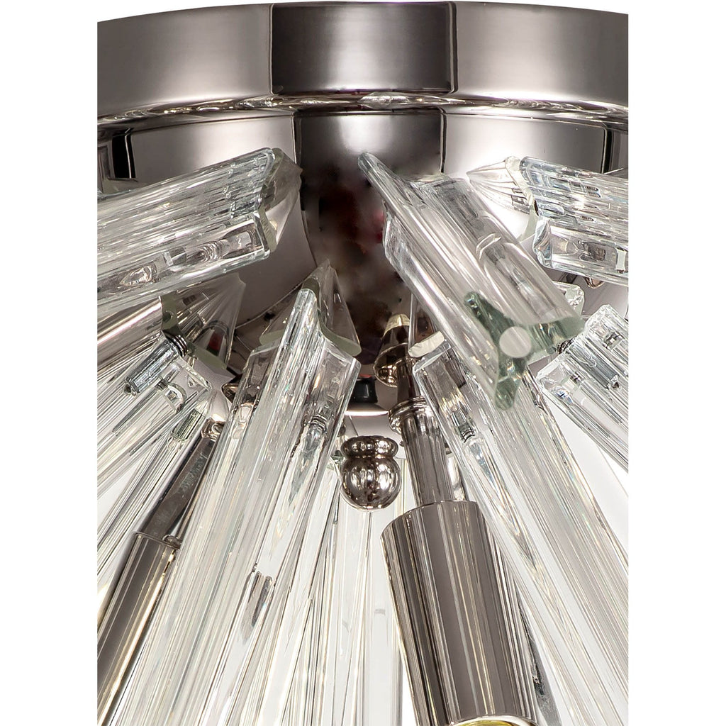 NL84979 Clover 6 Light Semi Flush Polished Nickel / Clear Glass