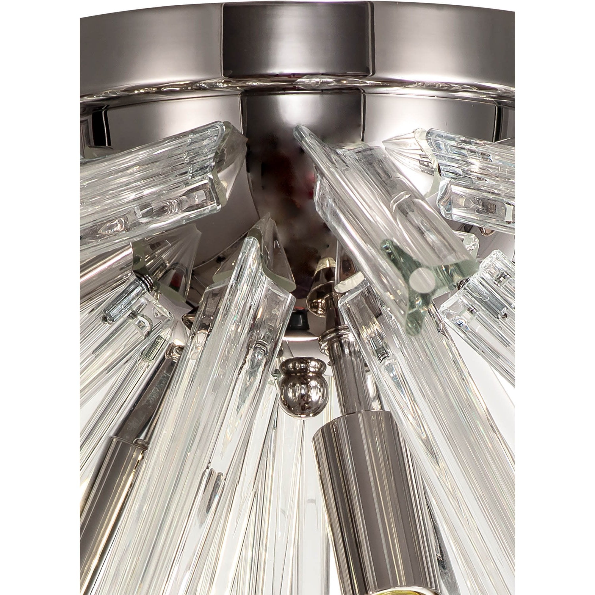 NL84979 Clover 6 Light Semi Flush Polished Nickel / Clear Glass