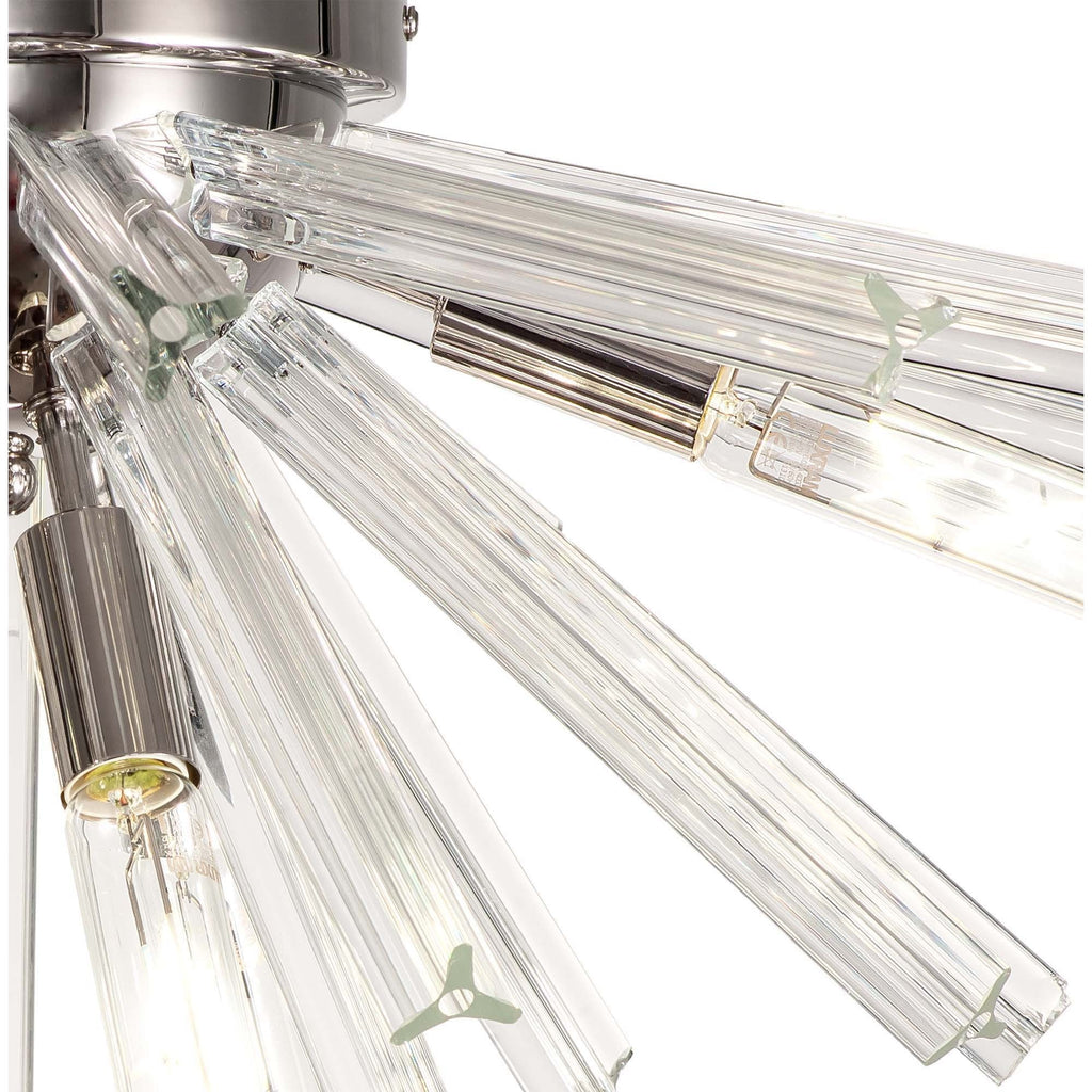 NL84979 Clover 6 Light Semi Flush Polished Nickel / Clear Glass