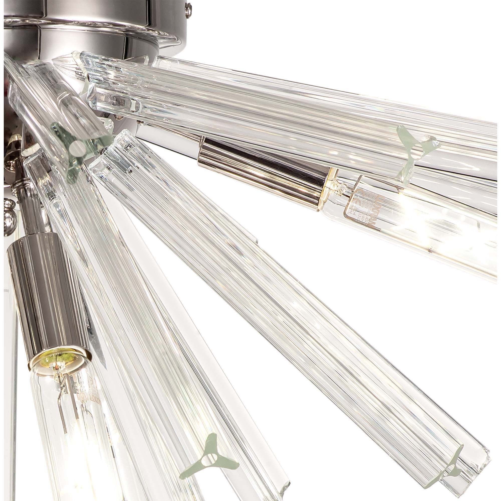 NL84979 Clover 6 Light Semi Flush Polished Nickel / Clear Glass