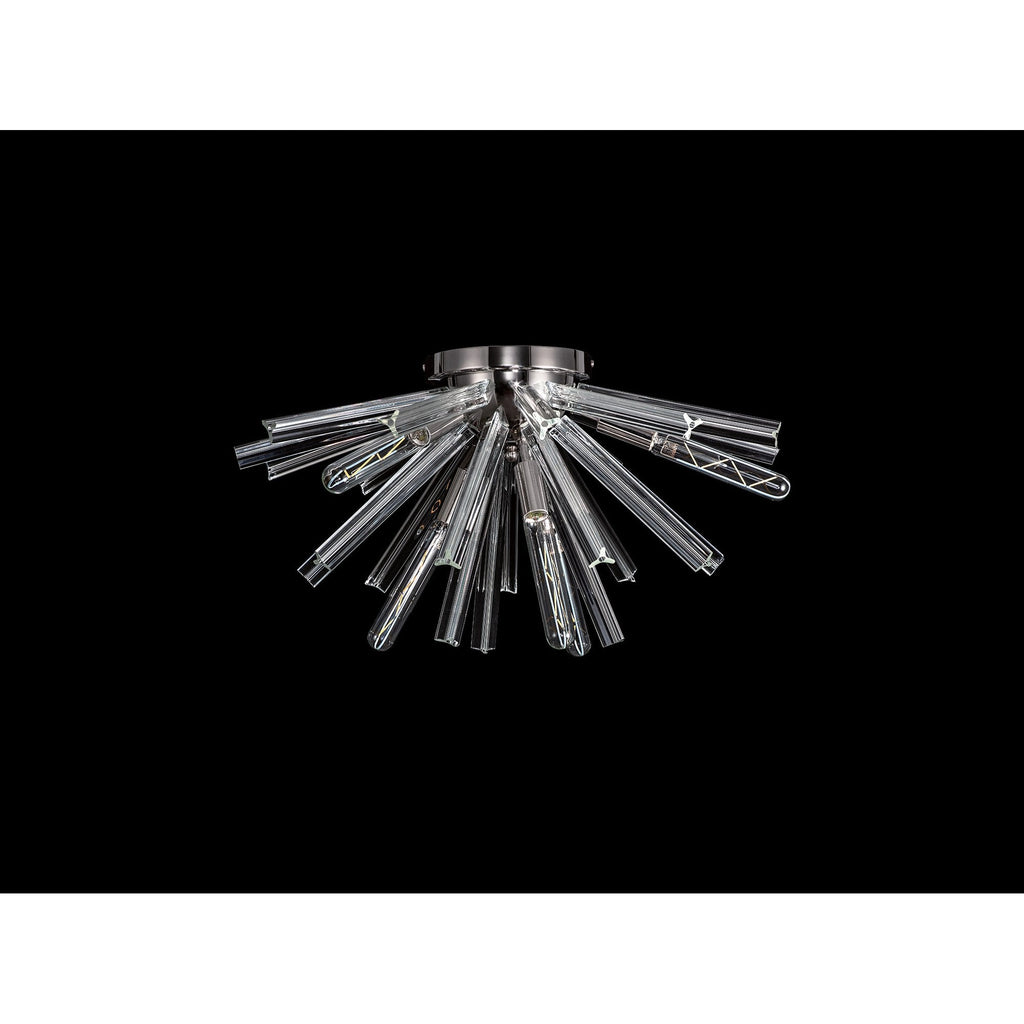 NL84979 Clover 6 Light Semi Flush Polished Nickel / Clear Glass