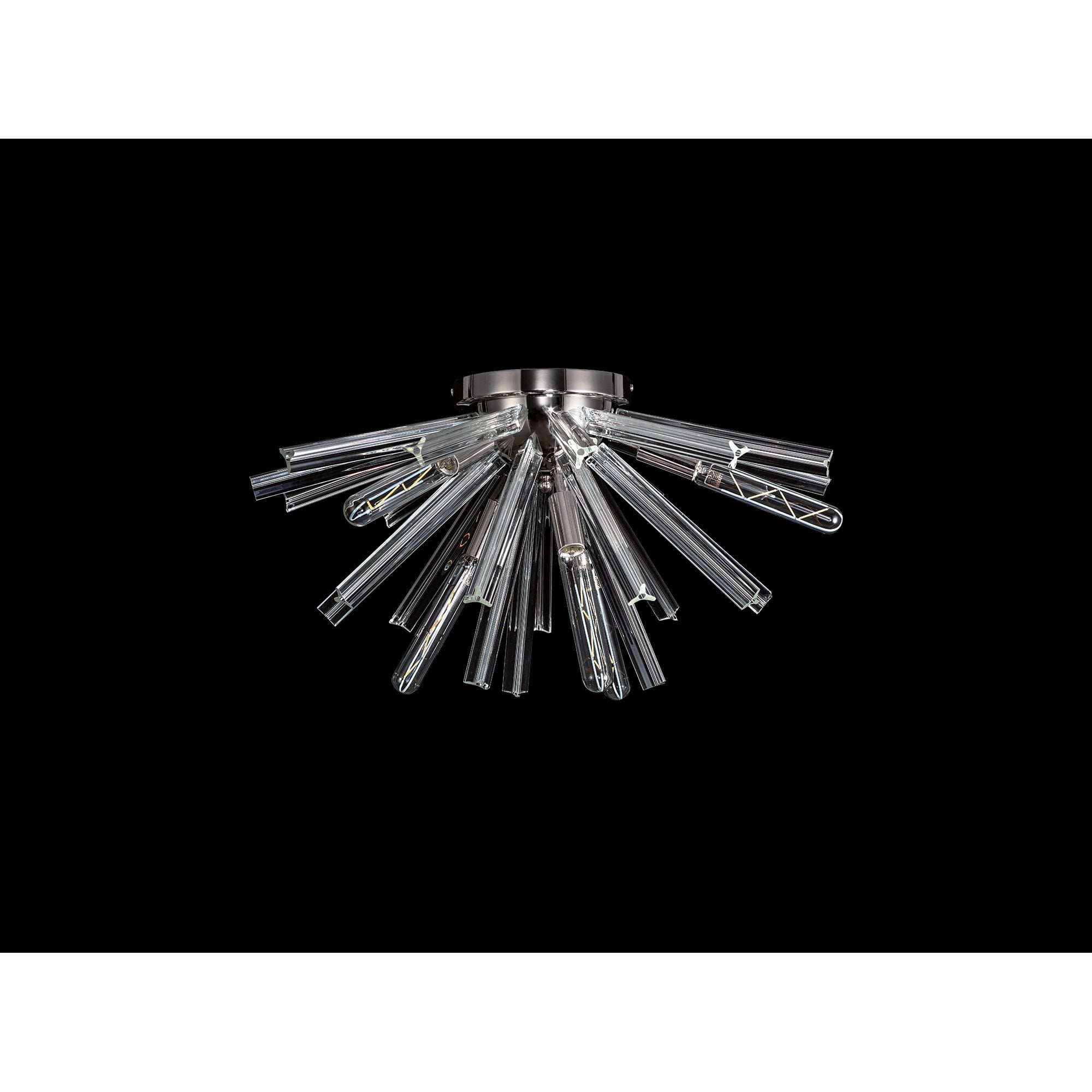 NL84979 Clover 6 Light Semi Flush Polished Nickel / Clear Glass