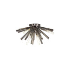 NL84989 Clover 6 Light Semi Flush Polished Nickel / Smoke Glass