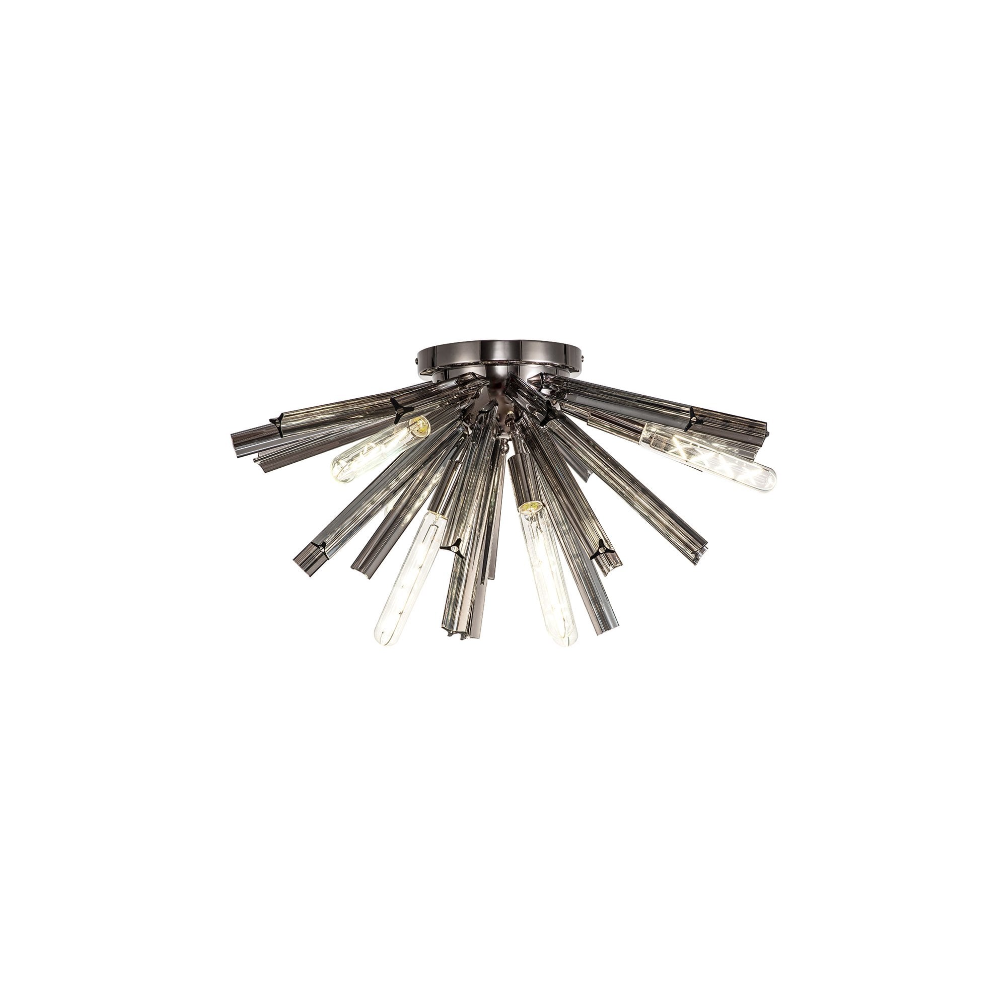 NL84989 Clover 6 Light Semi Flush Polished Nickel / Smoke Glass