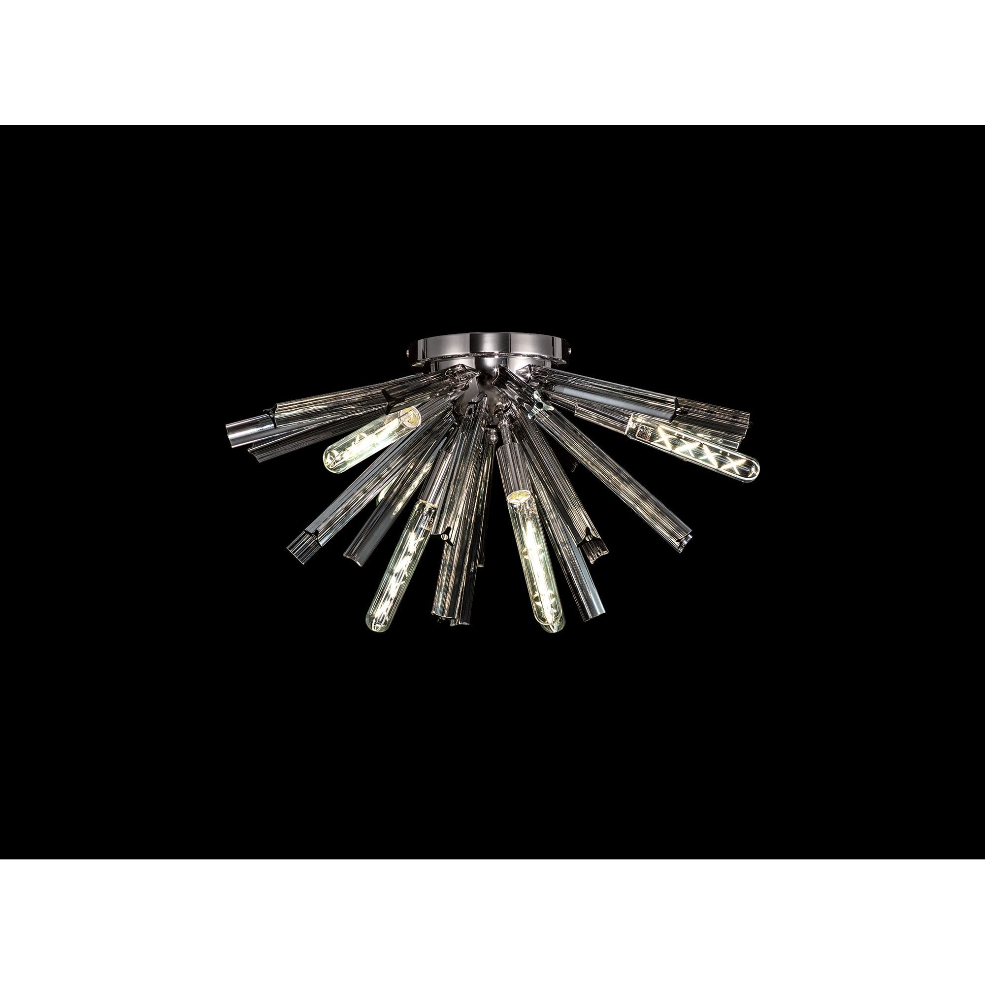 NL84989 Clover 6 Light Semi Flush Polished Nickel / Smoke Glass