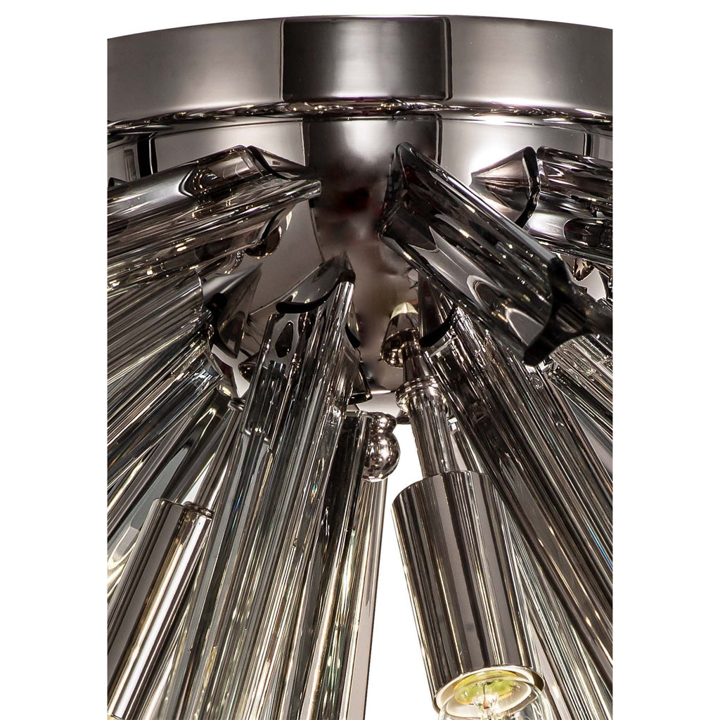 NL84989 Clover 6 Light Semi Flush Polished Nickel / Smoke Glass