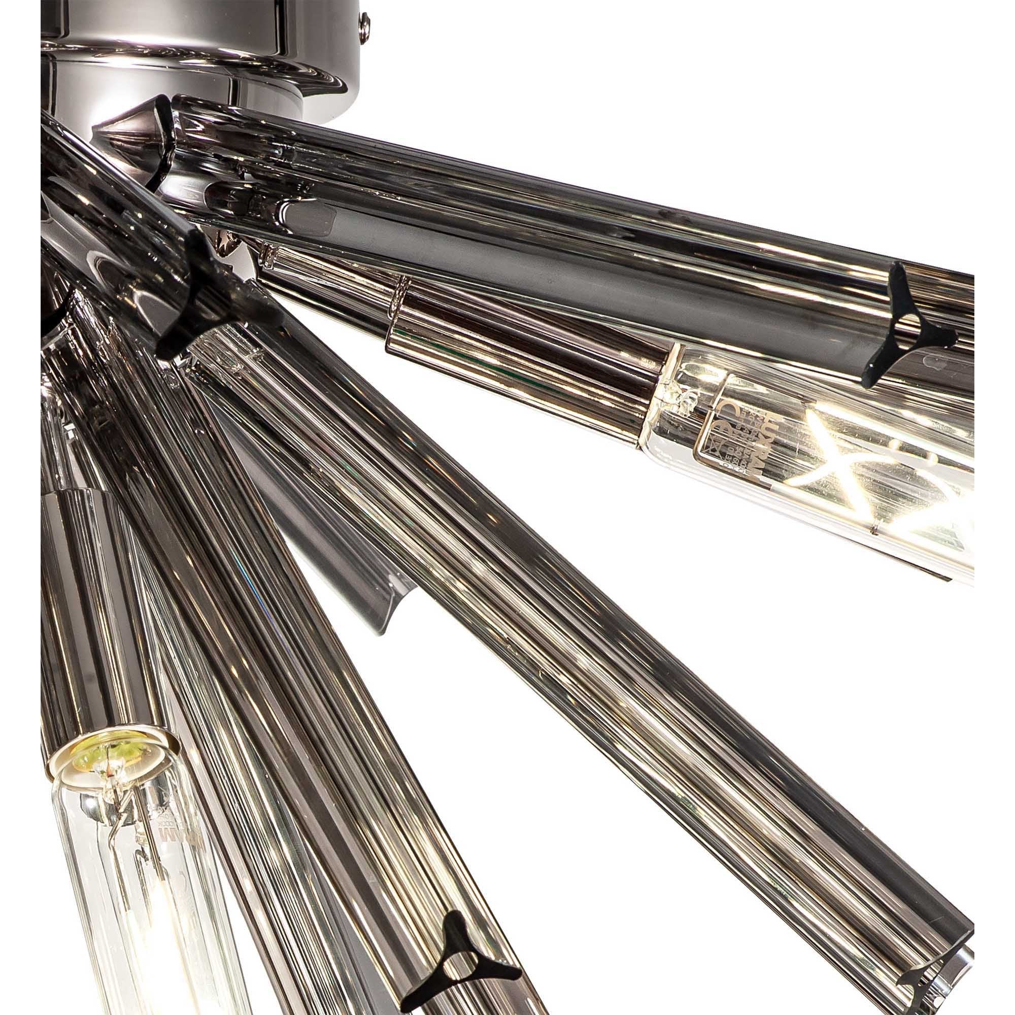 NL84989 Clover 6 Light Semi Flush Polished Nickel / Smoke Glass