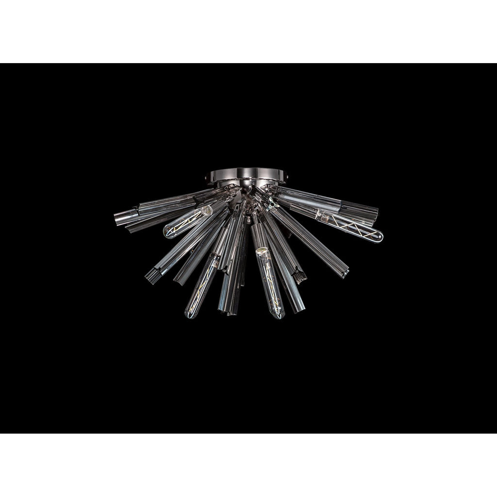 NL84989 Clover 6 Light Semi Flush Polished Nickel / Smoke Glass