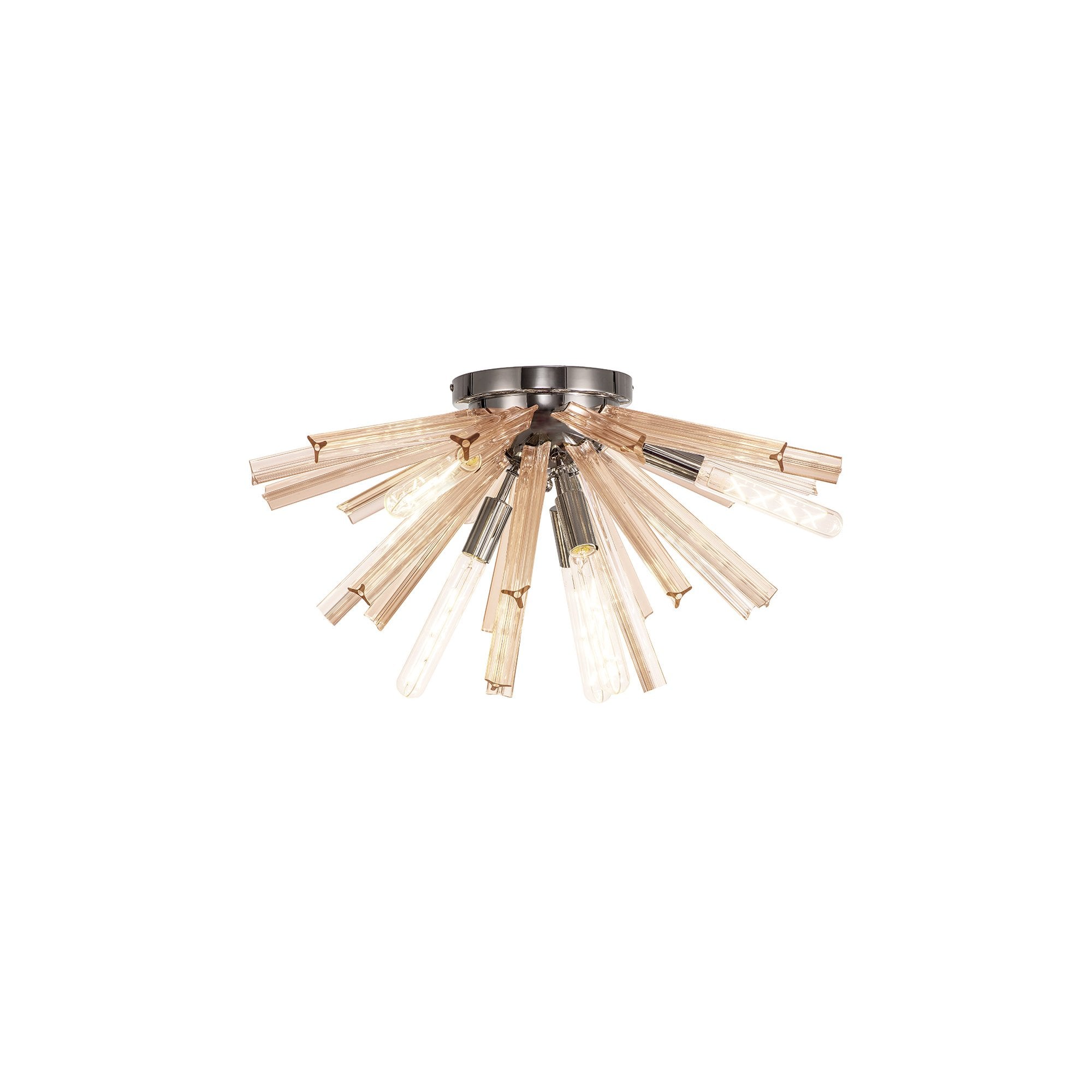 NL84999 Clover 6 Light Semi Flush Polished Nickel / Champagne Gold Glass