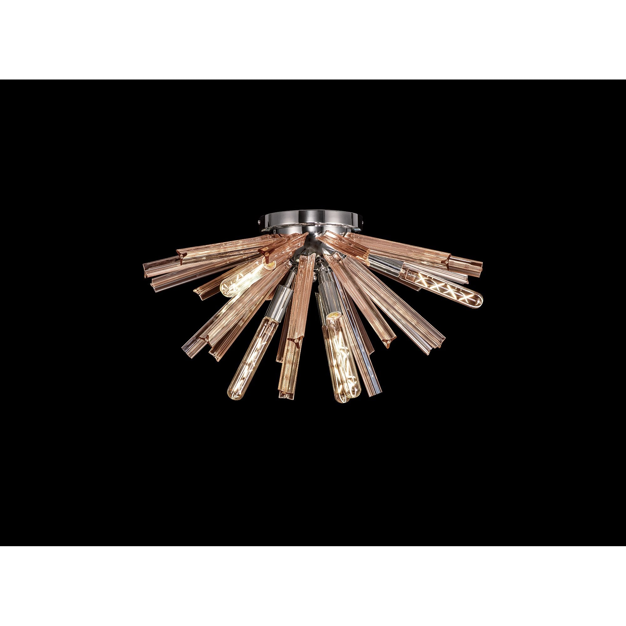 NL84999 Clover 6 Light Semi Flush Polished Nickel / Champagne Gold Glass