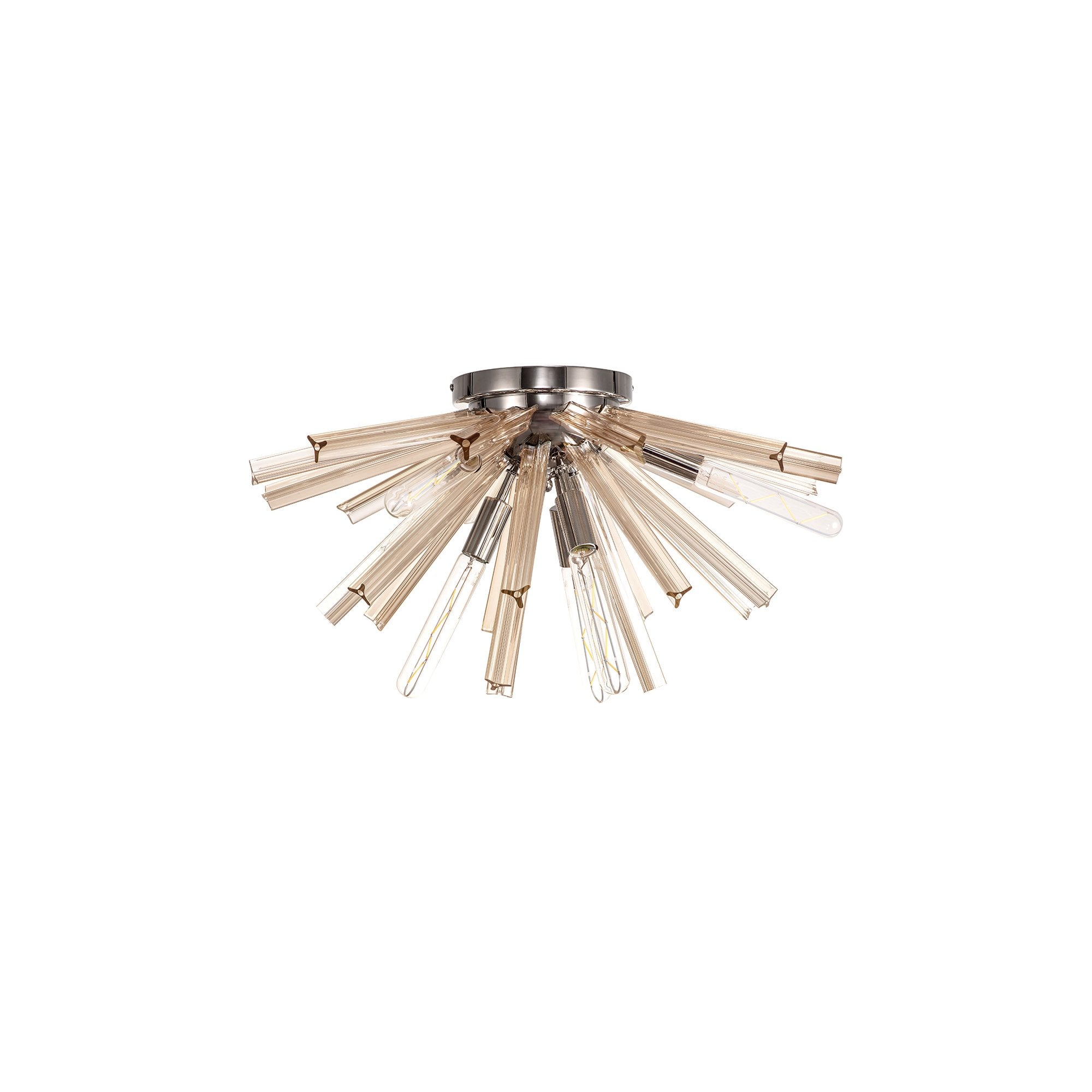 NL84999 Clover 6 Light Semi Flush Polished Nickel / Champagne Gold Glass