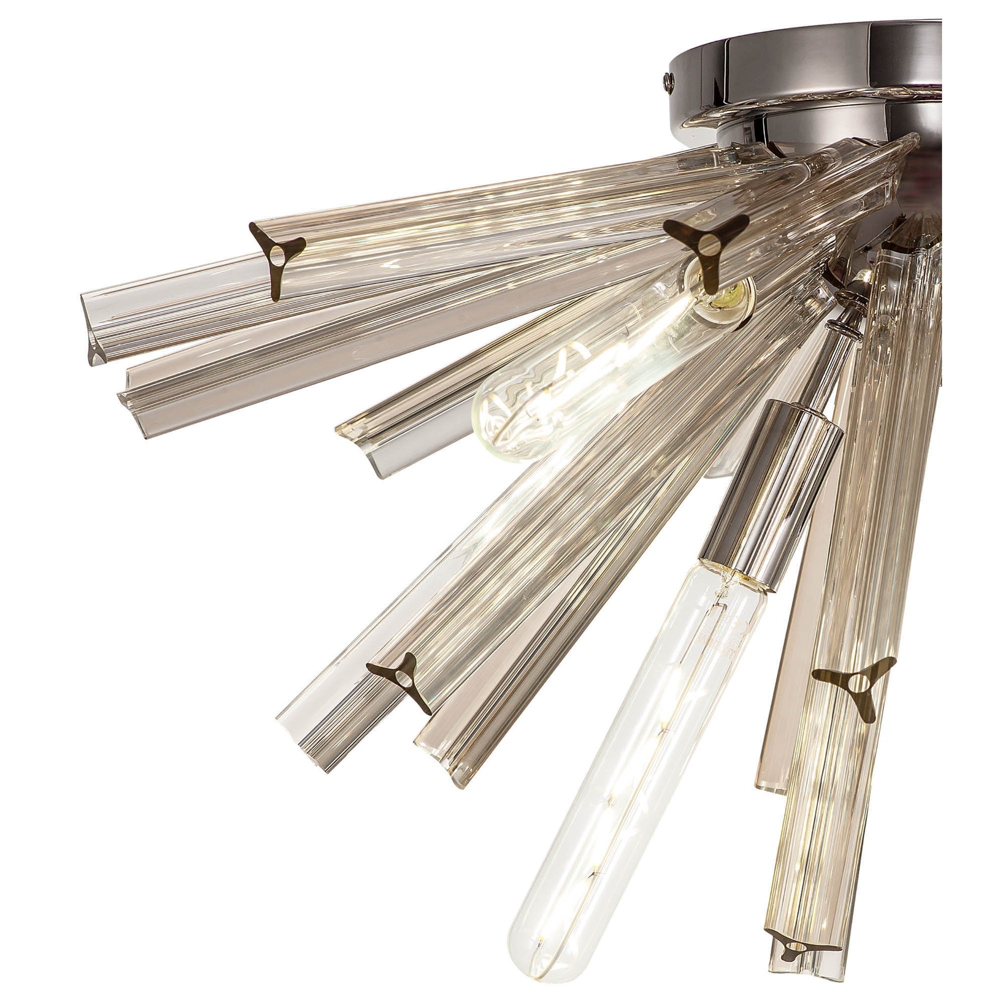 NL84999 Clover 6 Light Semi Flush Polished Nickel / Champagne Gold Glass