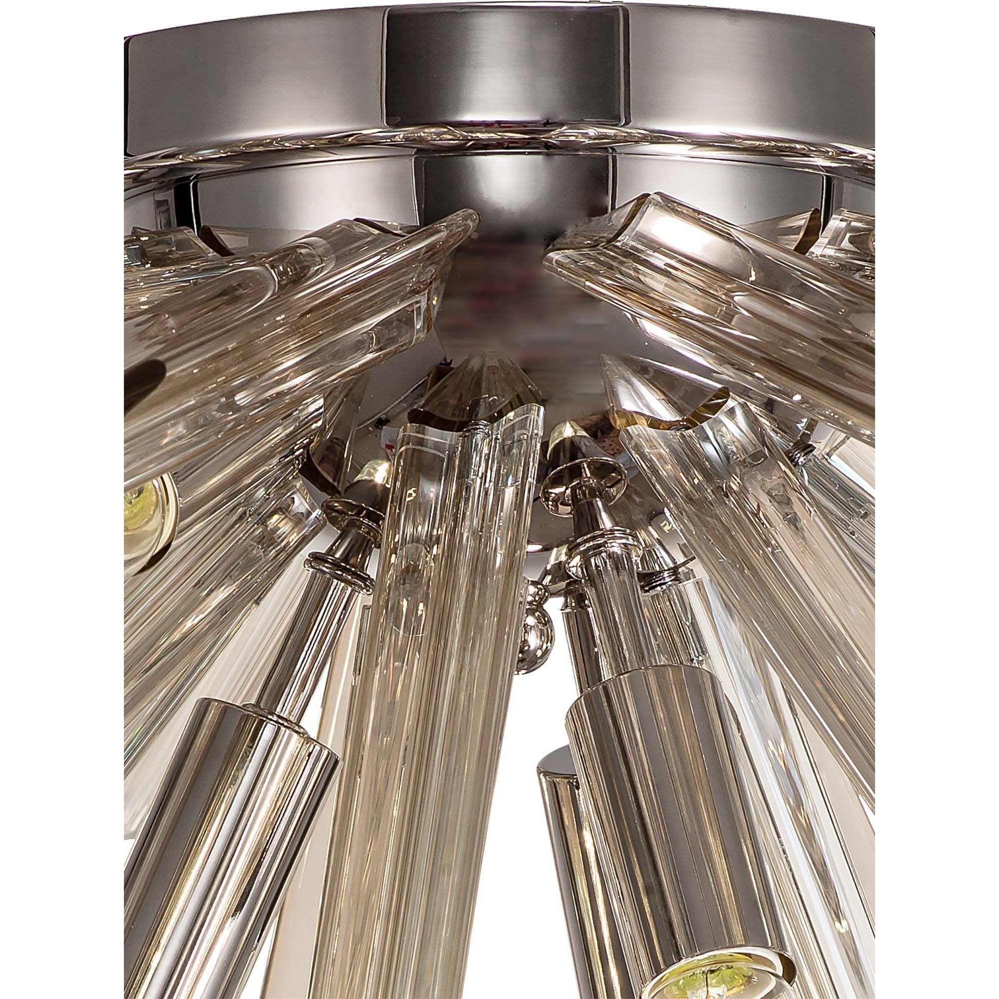 NL84999 Clover 6 Light Semi Flush Polished Nickel / Champagne Gold Glass