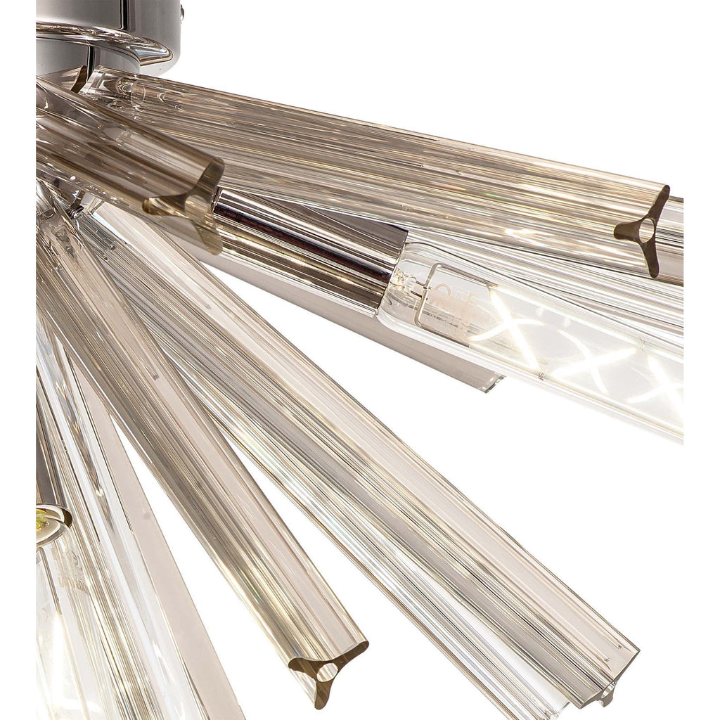 NL84999 Clover 6 Light Semi Flush Polished Nickel / Champagne Gold Glass