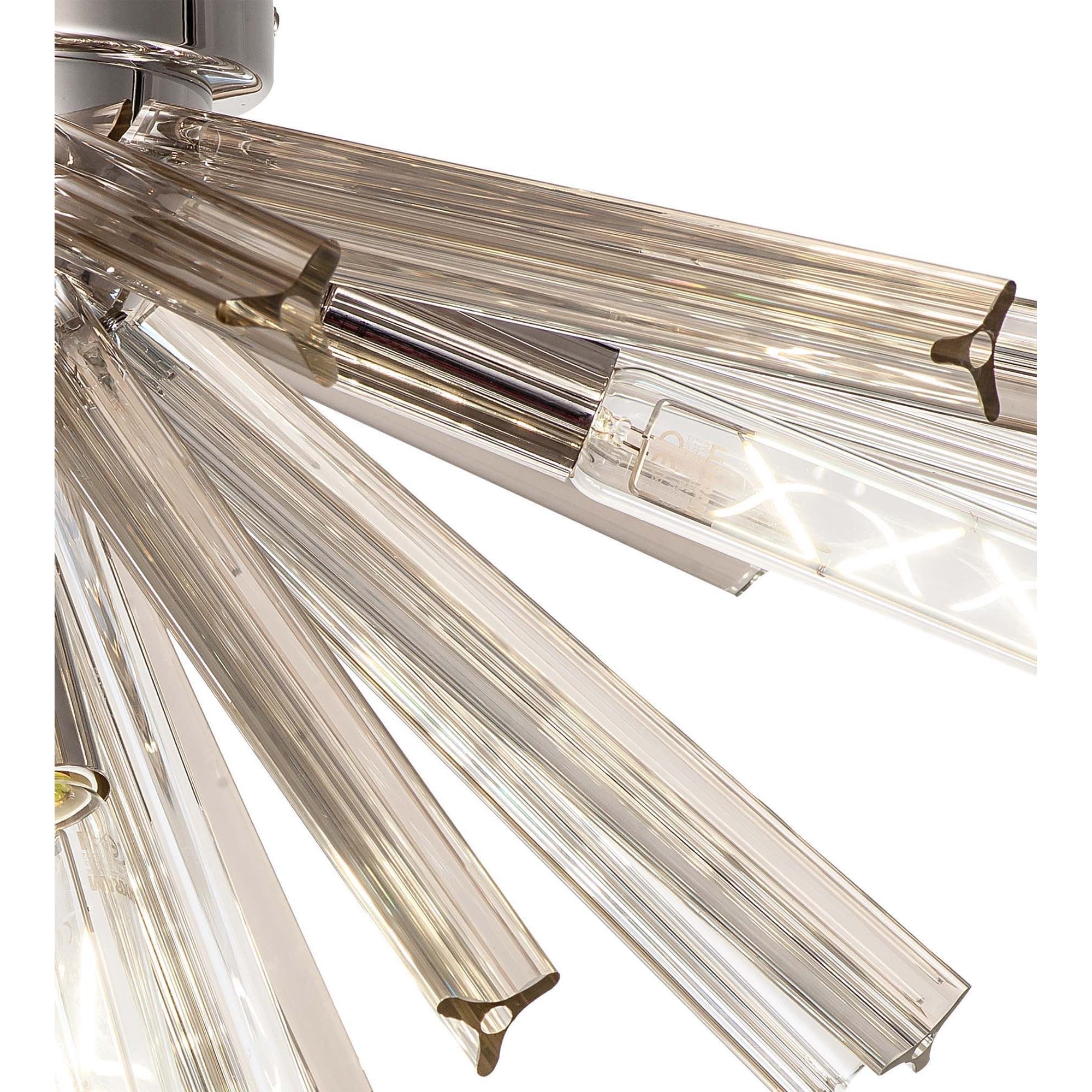 NL84999 Clover 6 Light Semi Flush Polished Nickel / Champagne Gold Glass