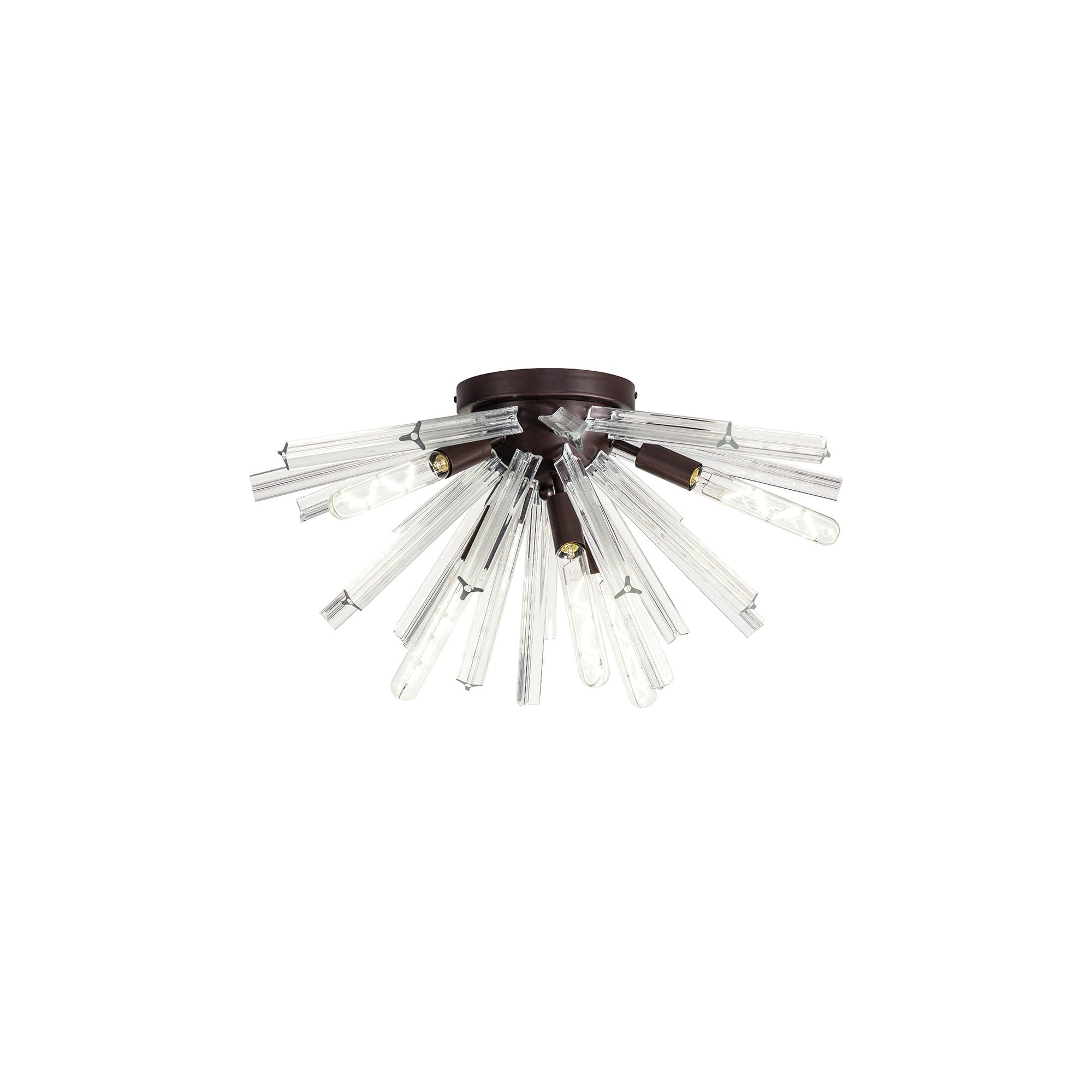 NL85009 Clover 6 Light Semi Flush Brown Oxide / Clear Glass