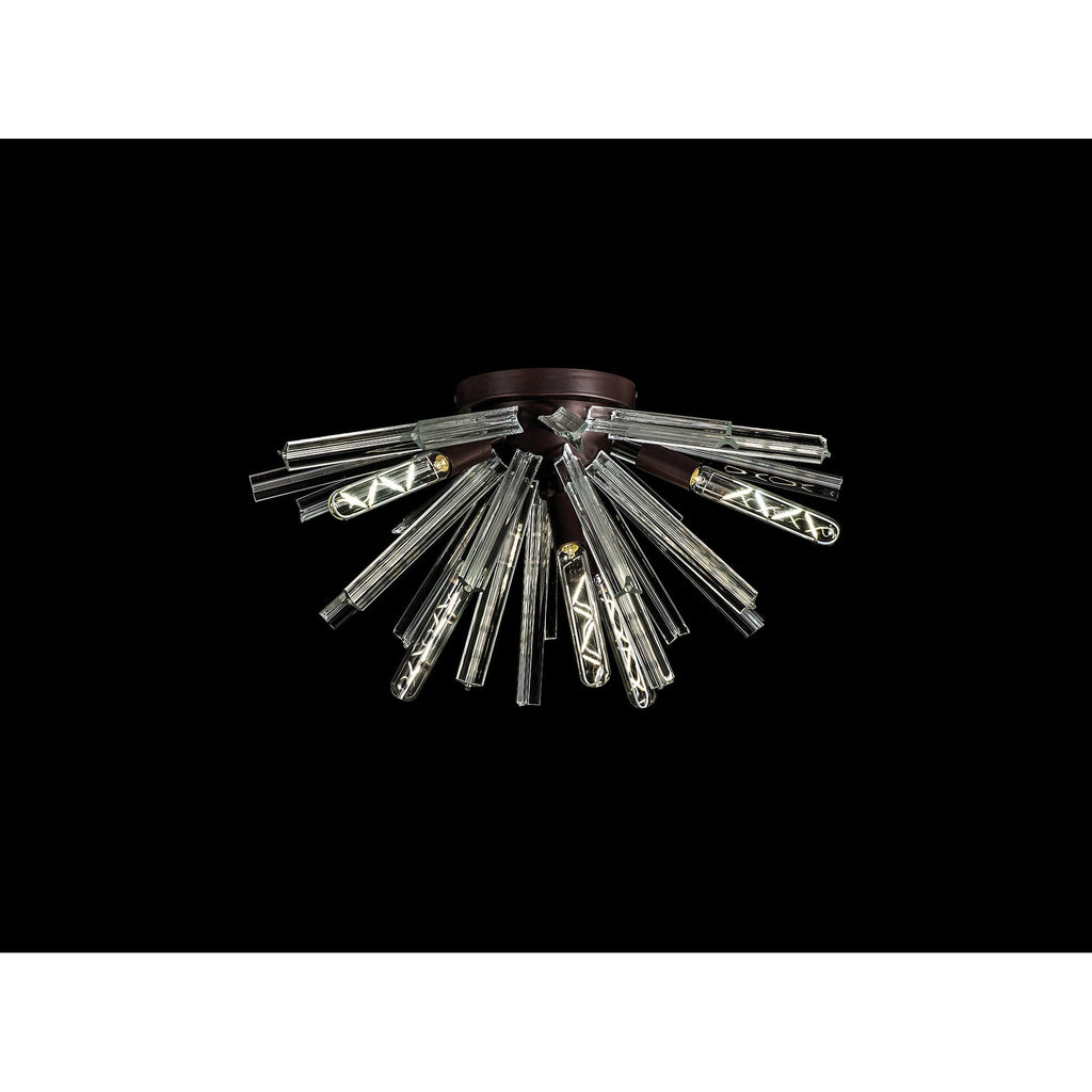 NL85009 Clover 6 Light Semi Flush Brown Oxide / Clear Glass