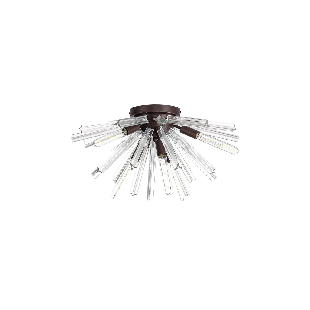 NL85009 Clover 6 Light Semi Flush Brown Oxide / Clear Glass