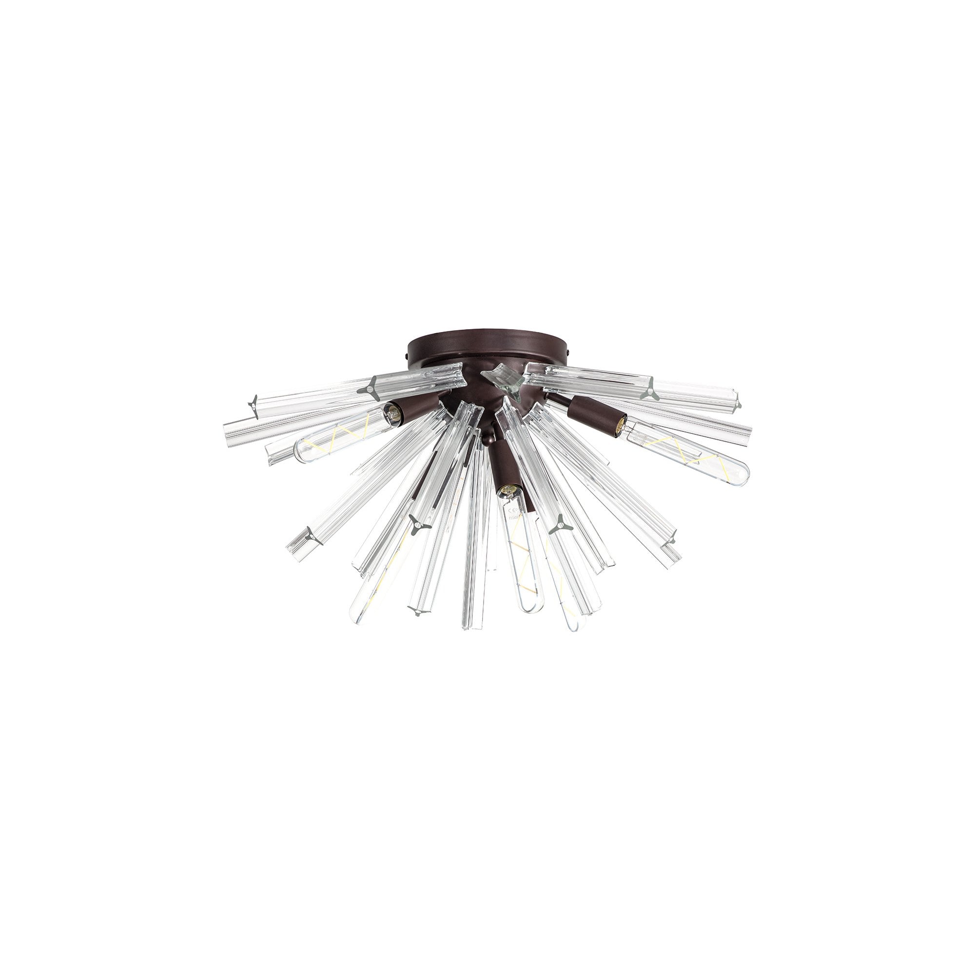 NL85009 Clover 6 Light Semi Flush Brown Oxide / Clear Glass