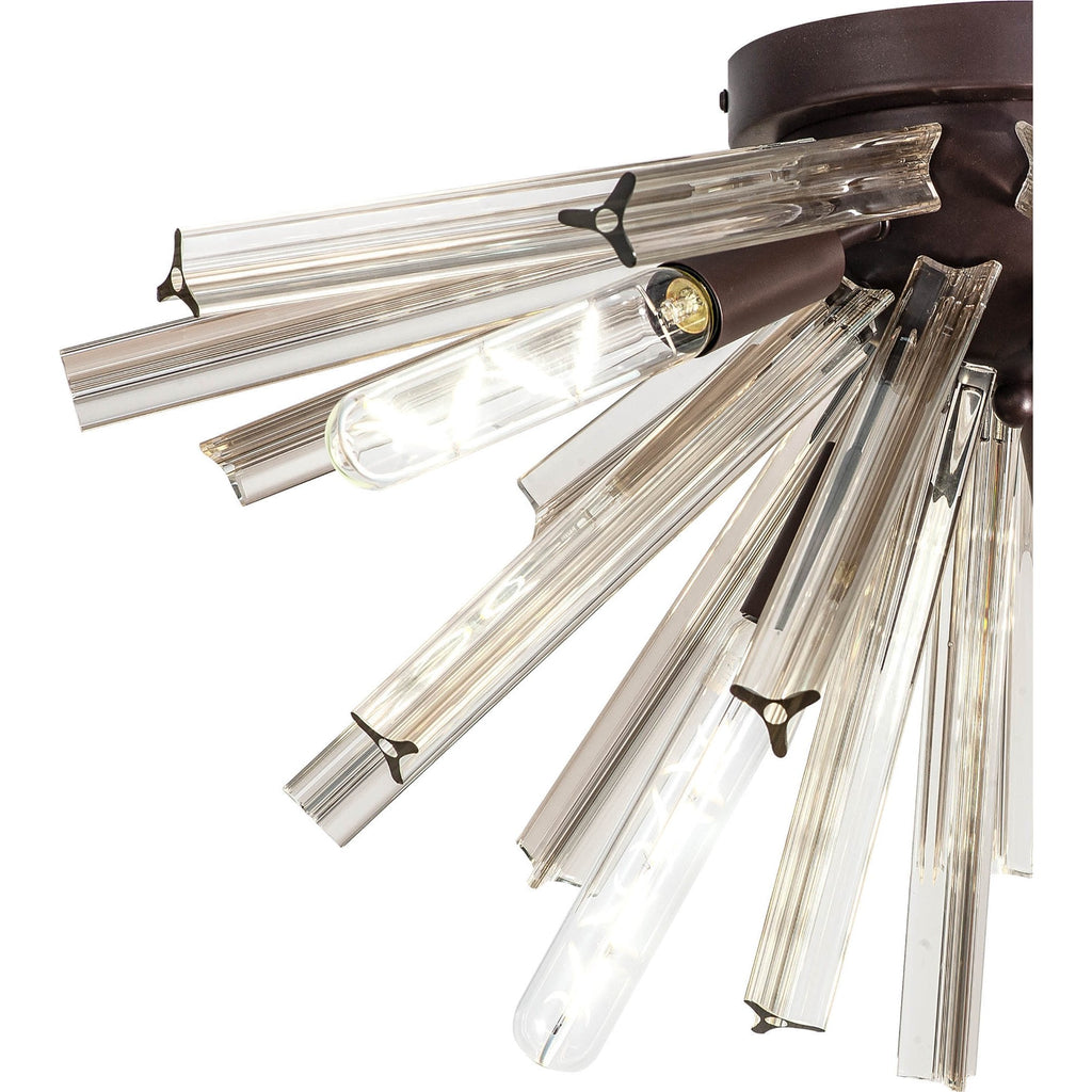 NL85009 Clover 6 Light Semi Flush Brown Oxide / Clear Glass