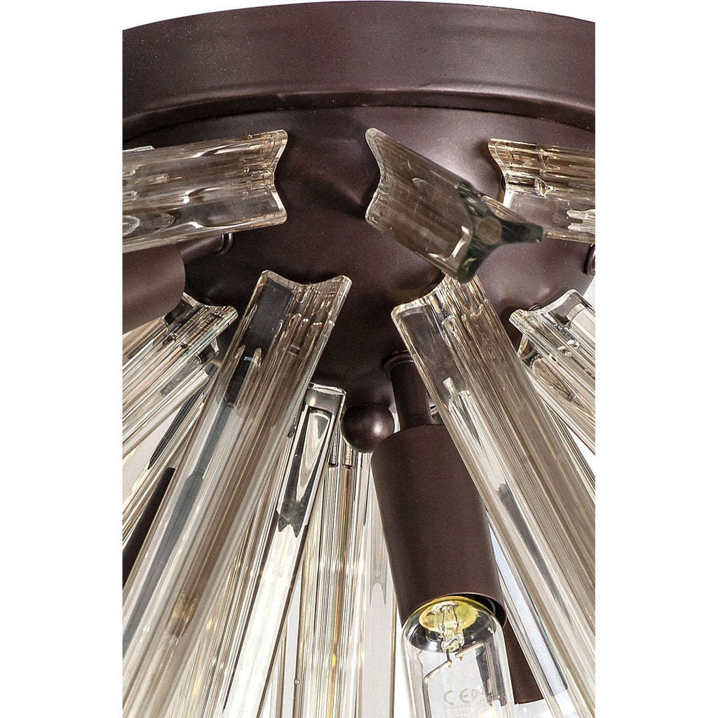 NL85009 Clover 6 Light Semi Flush Brown Oxide / Clear Glass