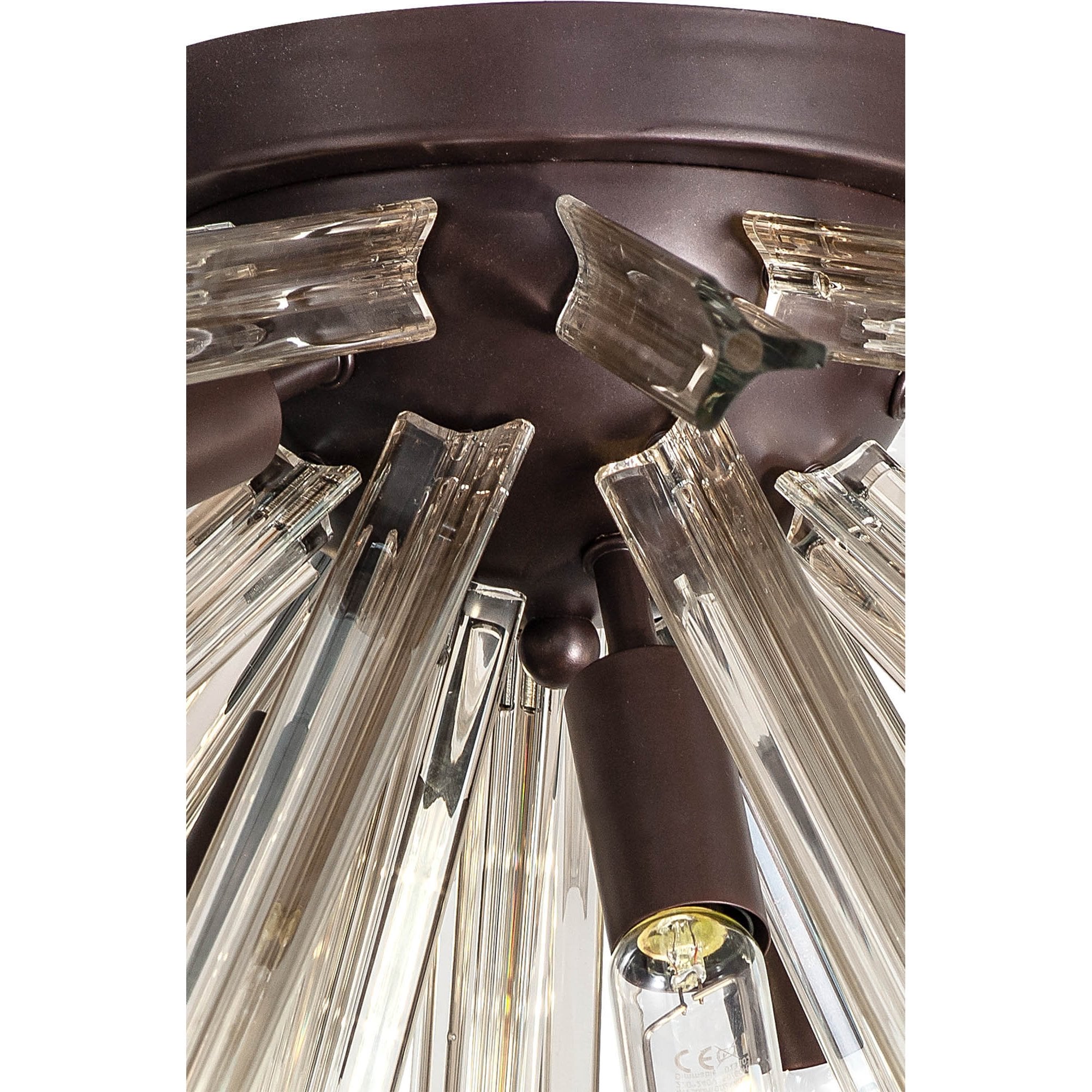 NL85009 Clover 6 Light Semi Flush Brown Oxide / Clear Glass