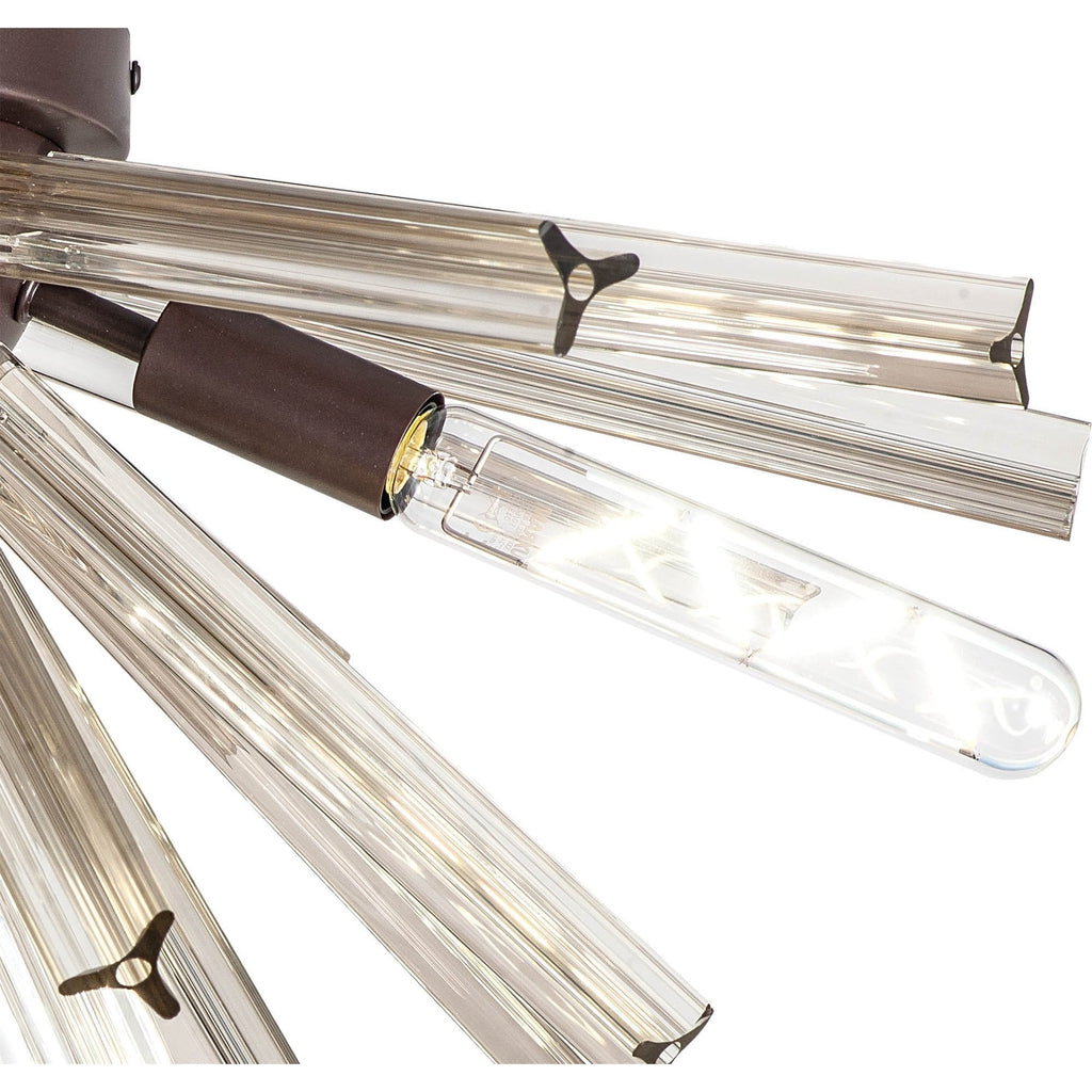 NL85009 Clover 6 Light Semi Flush Brown Oxide / Clear Glass