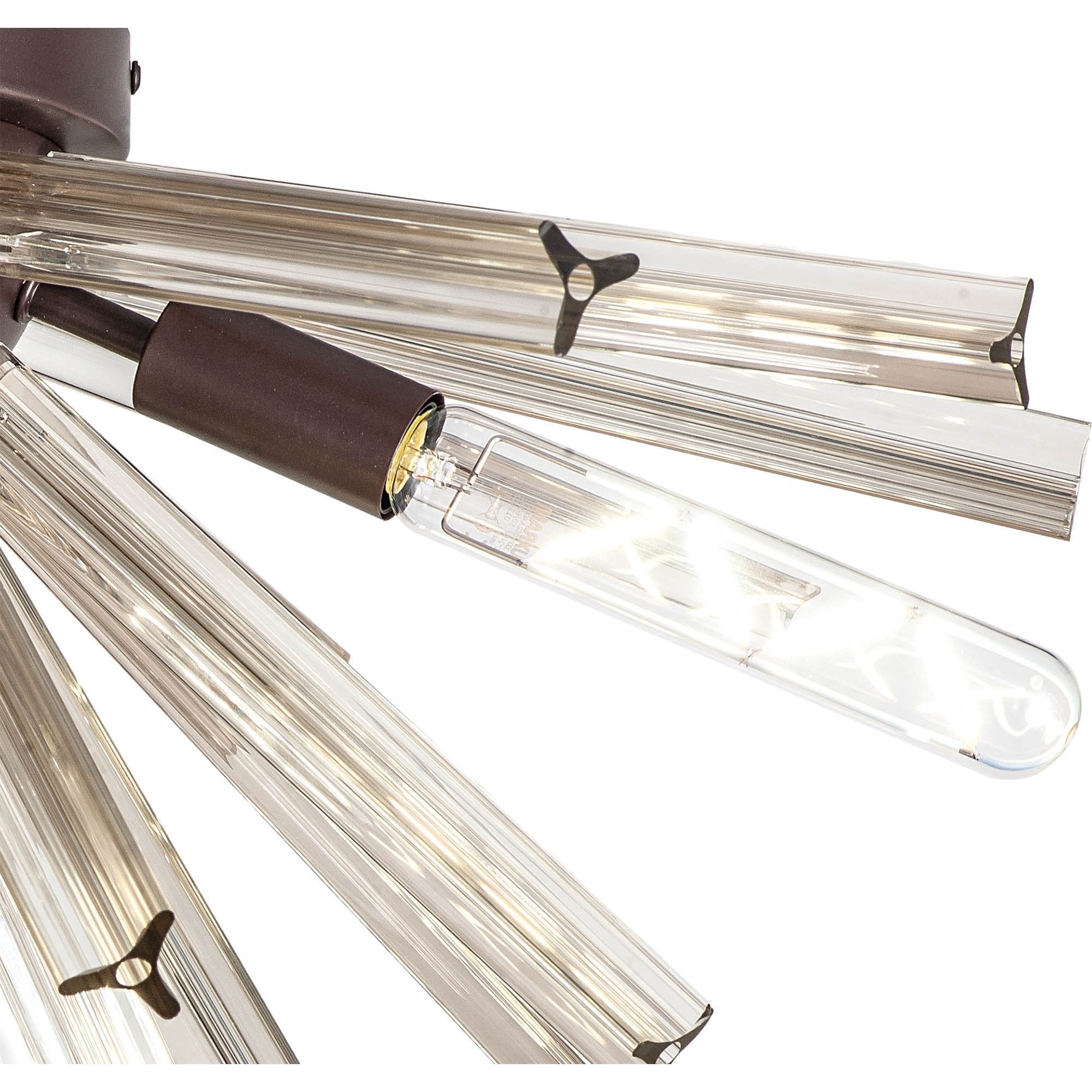 NL85009 Clover 6 Light Semi Flush Brown Oxide / Clear Glass
