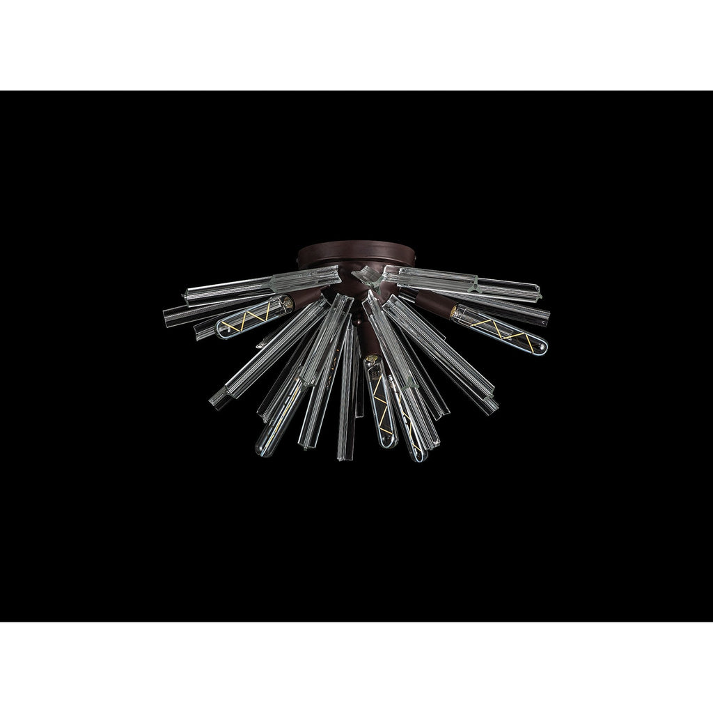 NL85009 Clover 6 Light Semi Flush Brown Oxide / Clear Glass