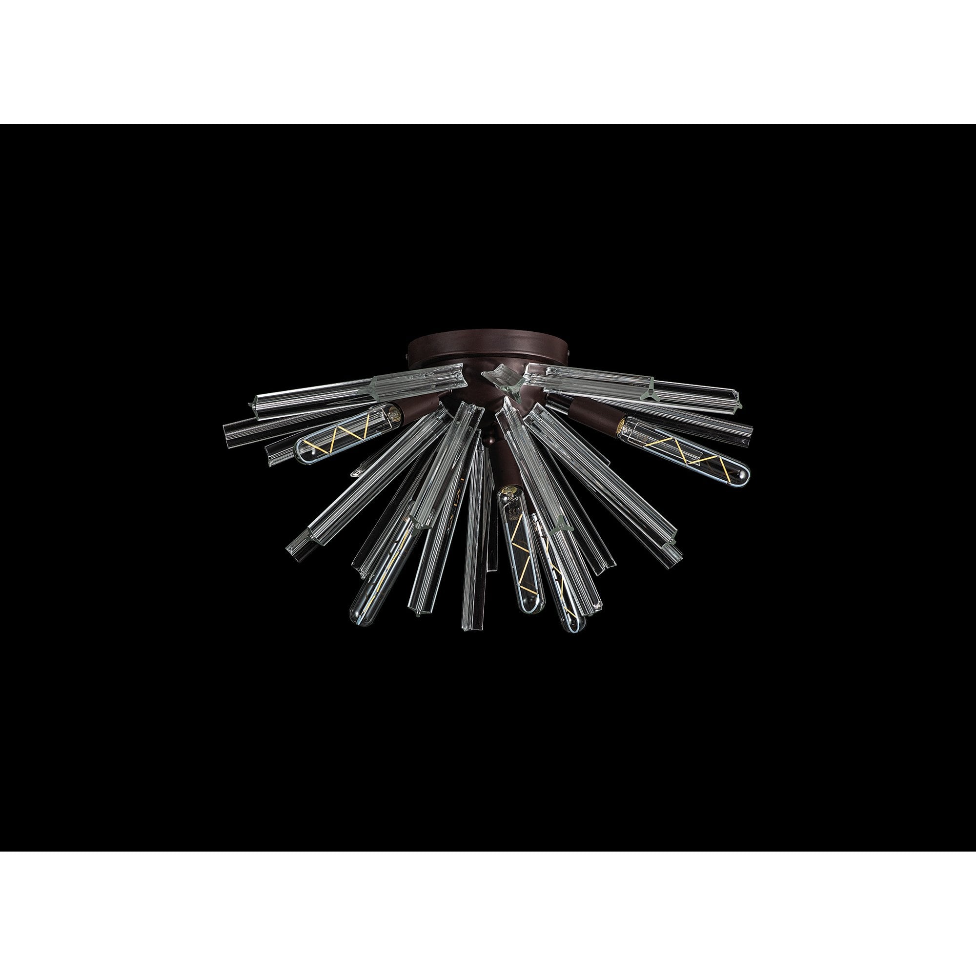 NL85009 Clover 6 Light Semi Flush Brown Oxide / Clear Glass