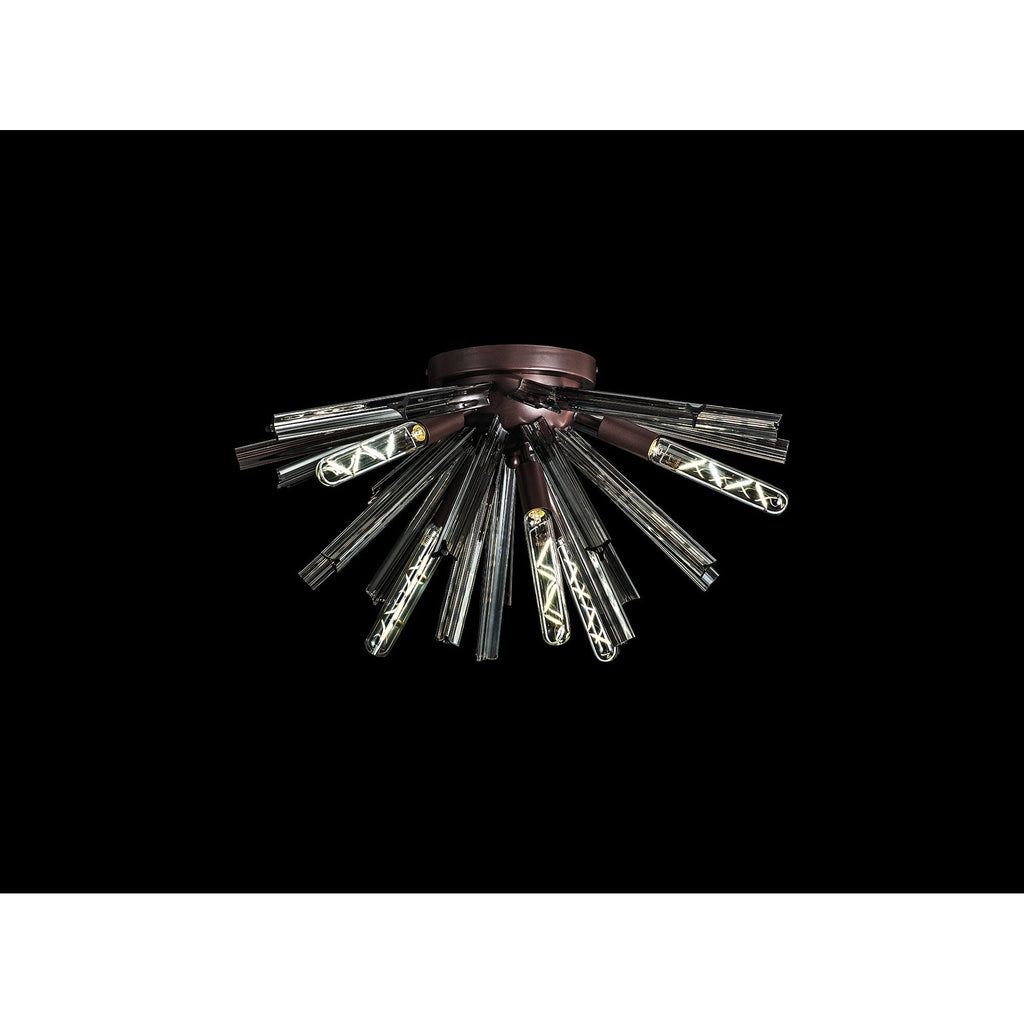 NL85019 Clover 6 Light Semi Flush Brown Oxide / Smoke Glass