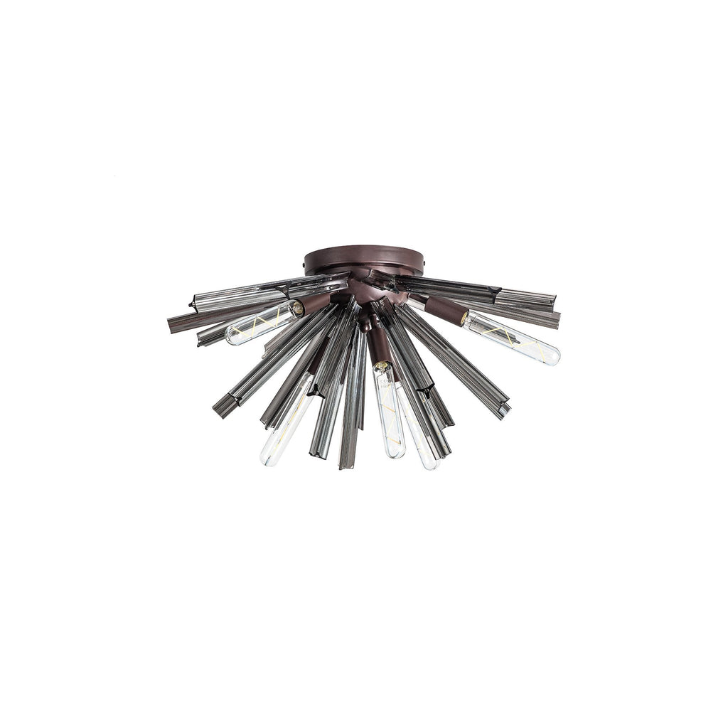 NL85019 Clover 6 Light Semi Flush Brown Oxide / Smoke Glass