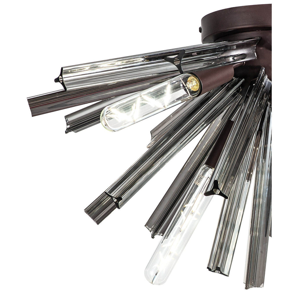 NL85019 Clover 6 Light Semi Flush Brown Oxide / Smoke Glass