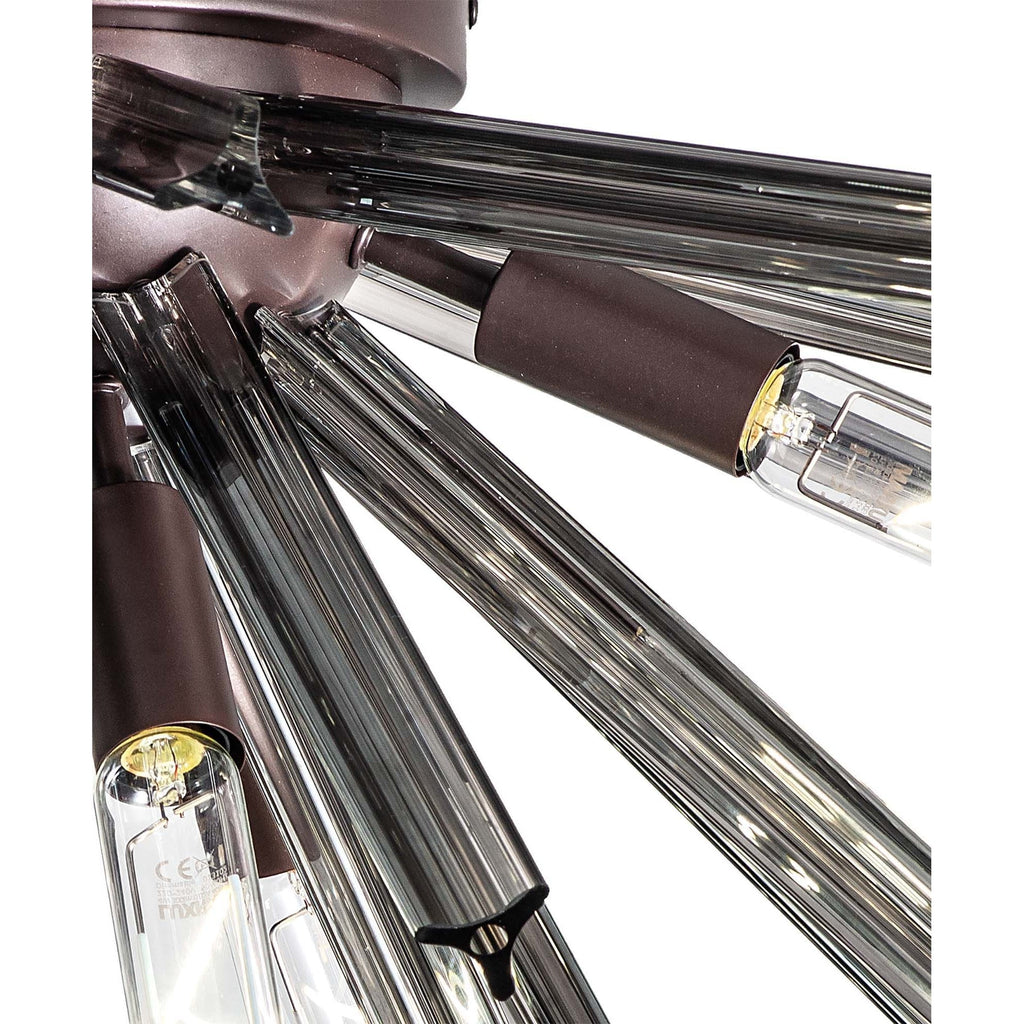 NL85019 Clover 6 Light Semi Flush Brown Oxide / Smoke Glass