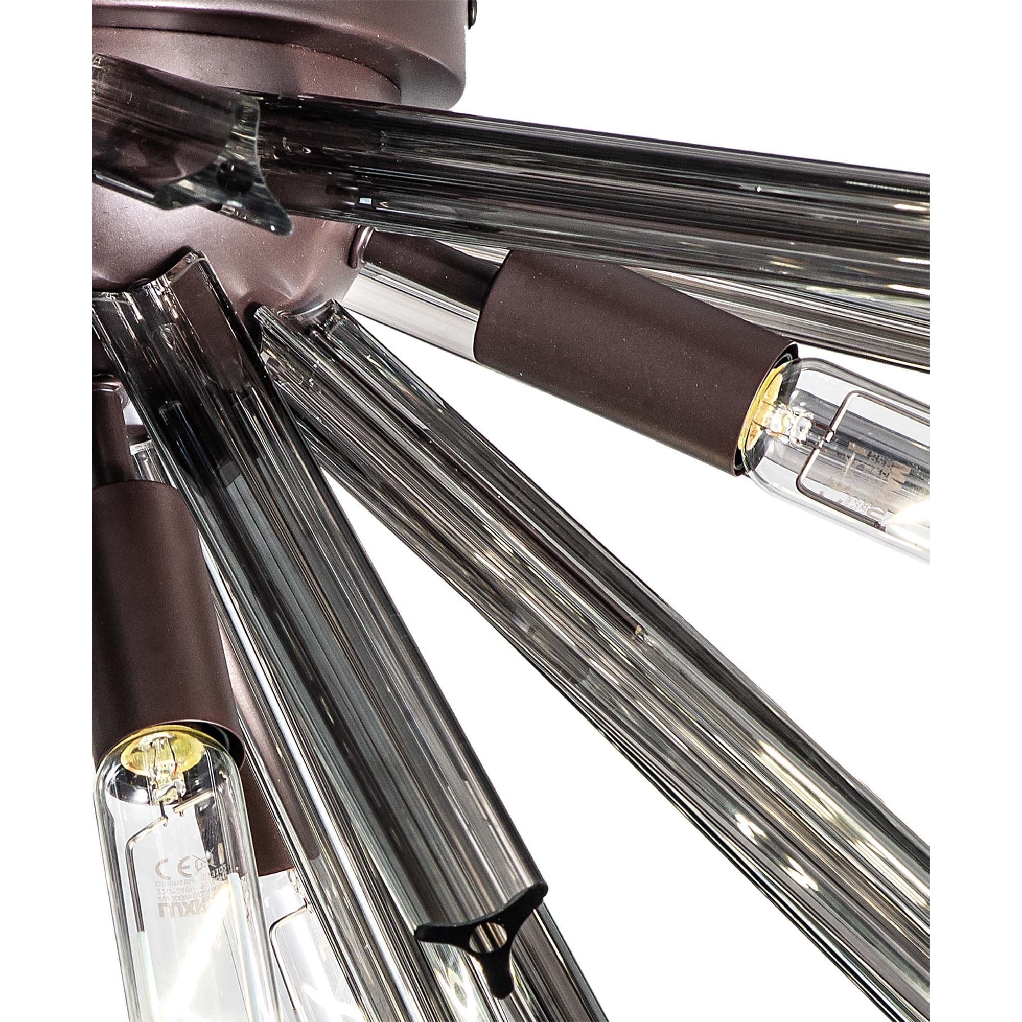 NL85019 Clover 6 Light Semi Flush Brown Oxide / Smoke Glass