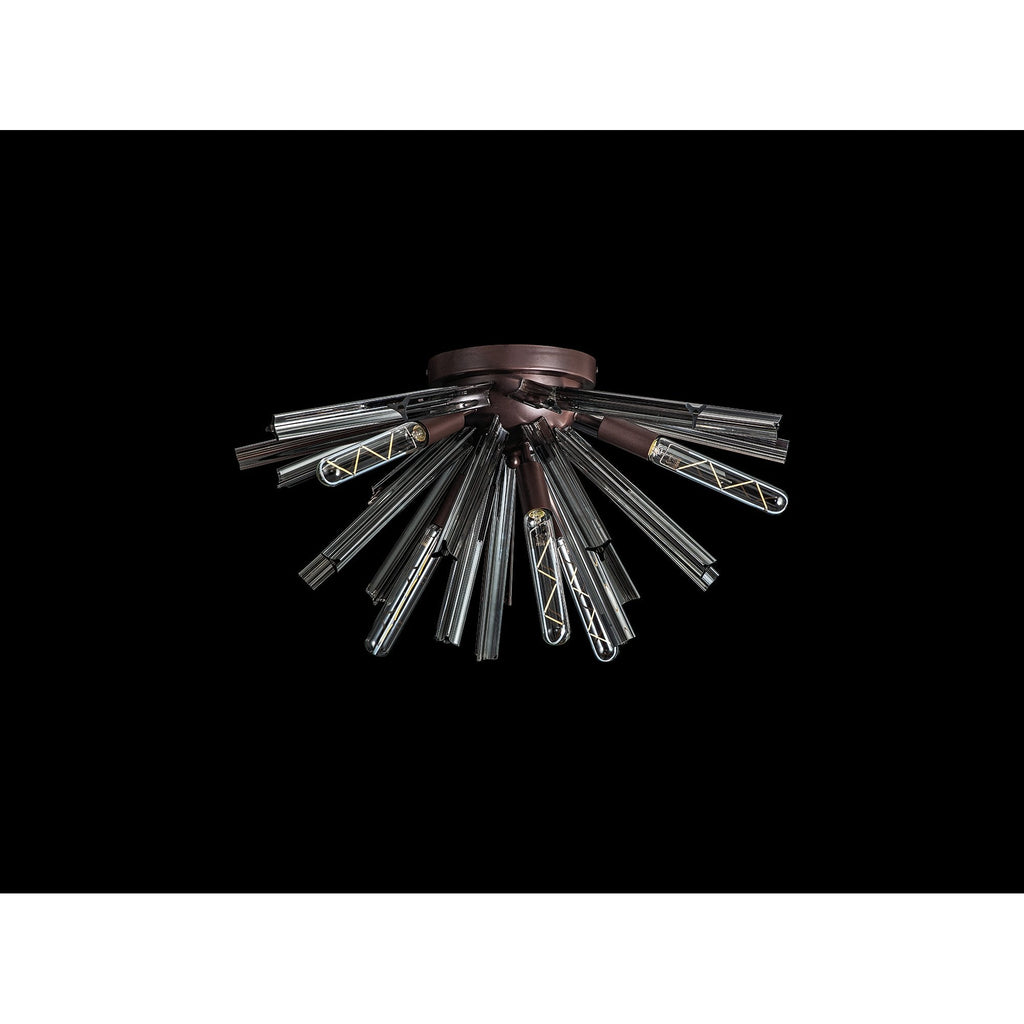 NL85019 Clover 6 Light Semi Flush Brown Oxide / Smoke Glass
