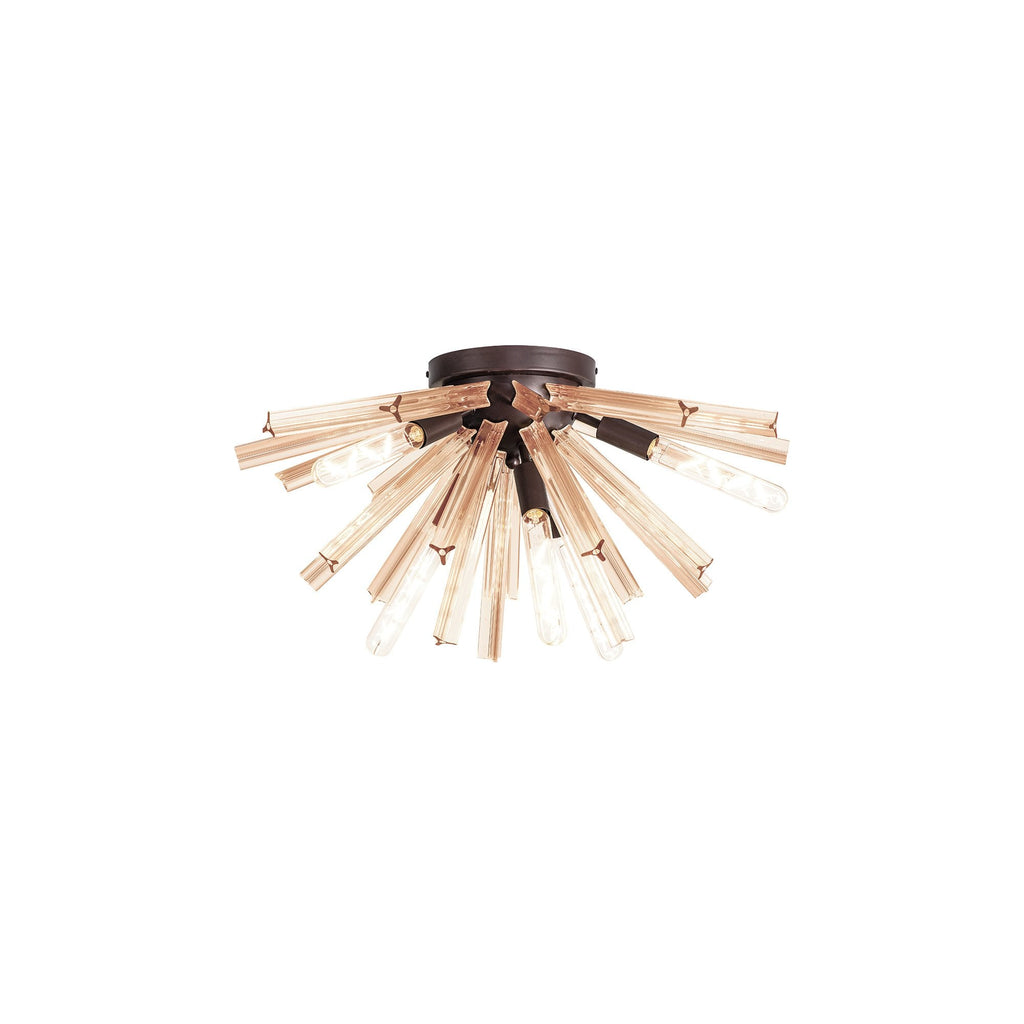 NL85029 Clover 6 Light Semi Flush Brown Oxide / Champagne Gold Glass