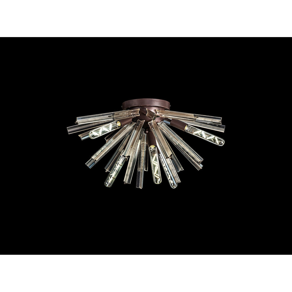 NL85029 Clover 6 Light Semi Flush Brown Oxide / Champagne Gold Glass