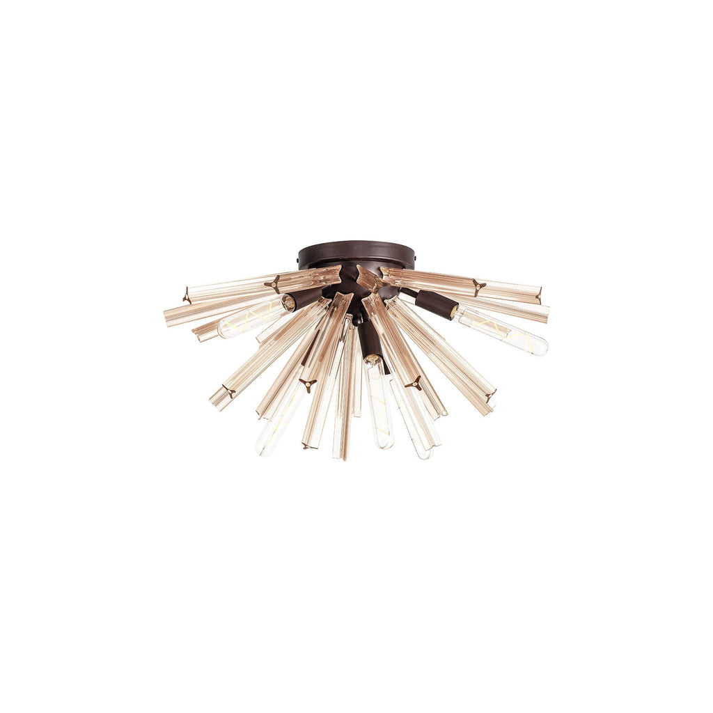 NL85029 Clover 6 Light Semi Flush Brown Oxide / Champagne Gold Glass