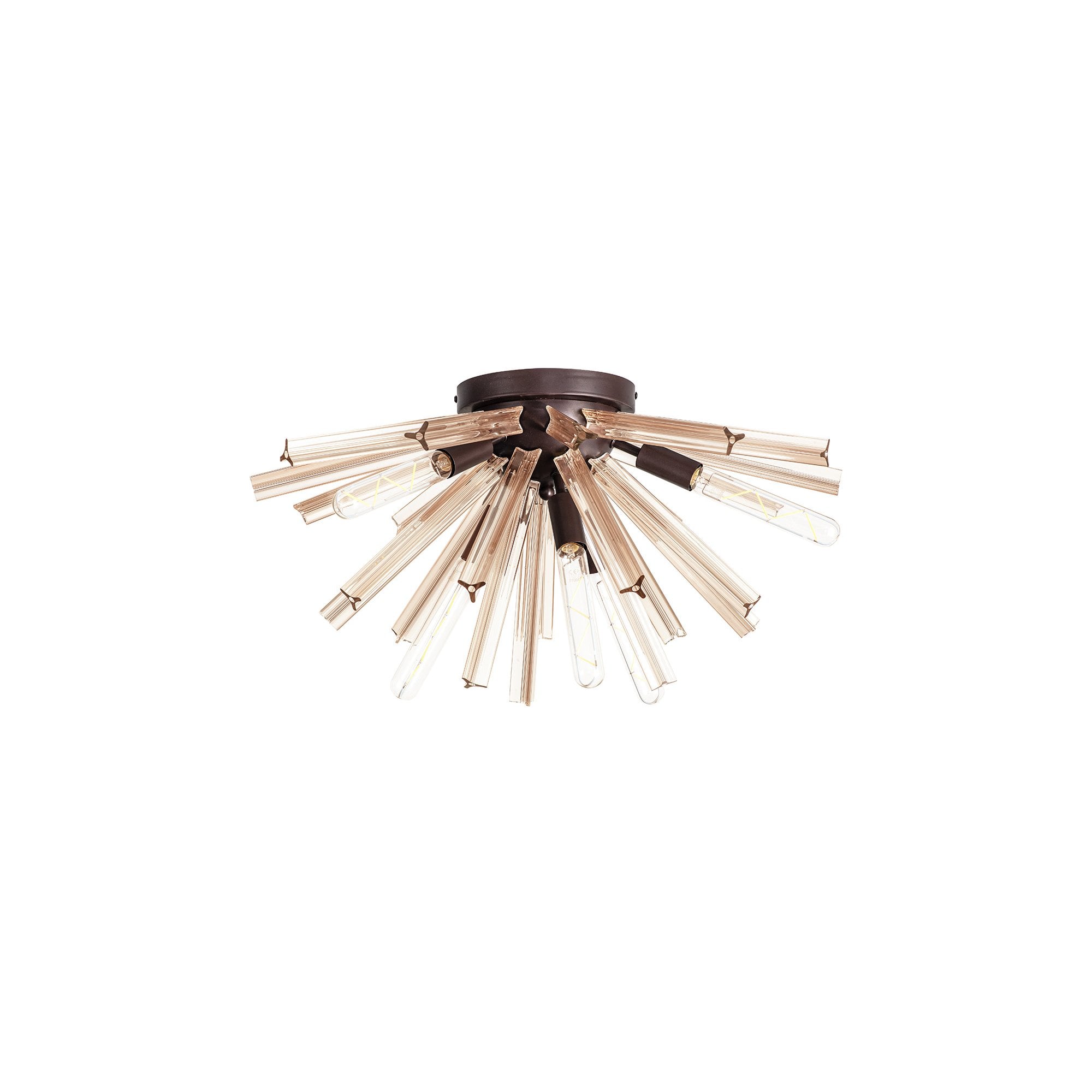 NL85029 Clover 6 Light Semi Flush Brown Oxide / Champagne Gold Glass