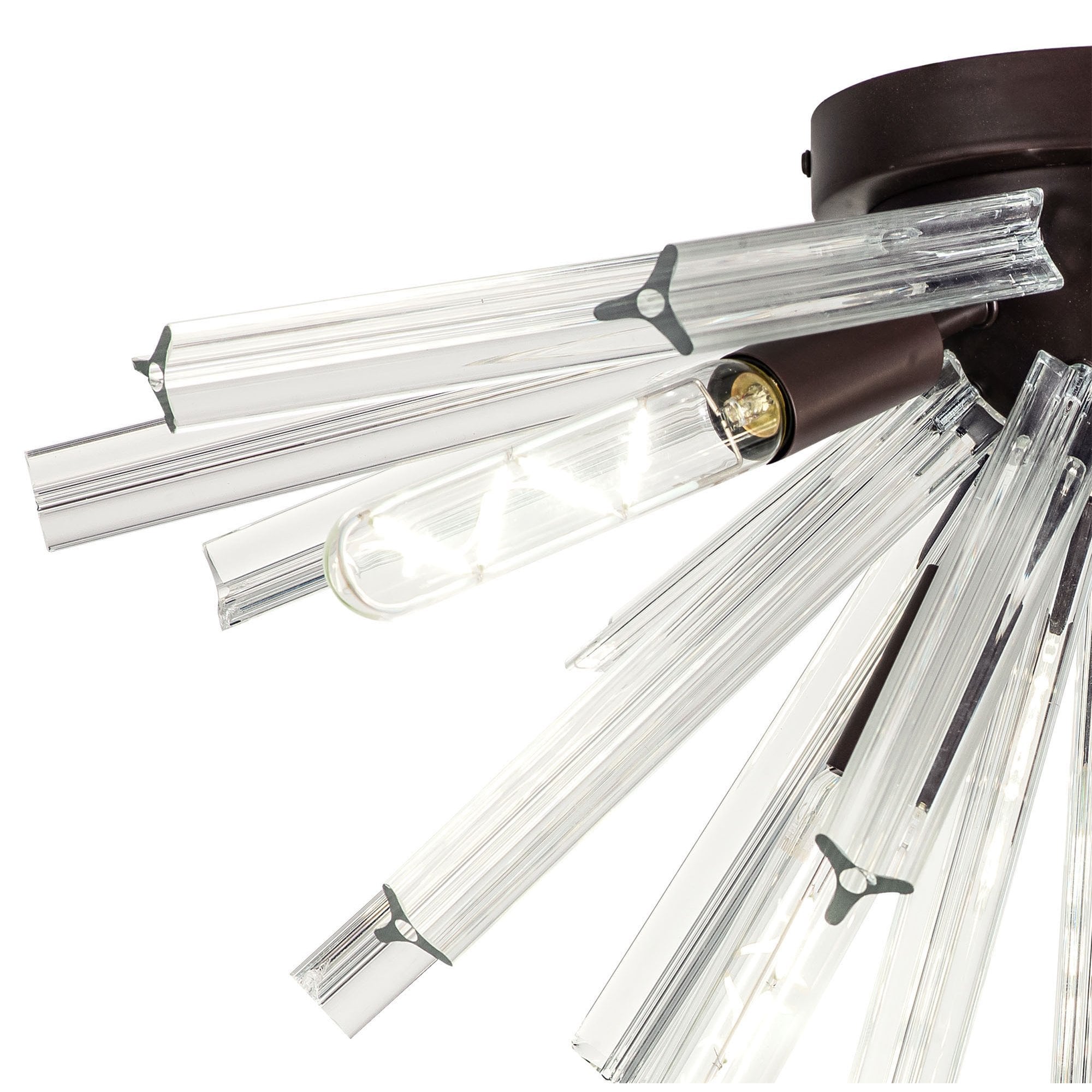 NL85029 Clover 6 Light Semi Flush Brown Oxide / Champagne Gold Glass