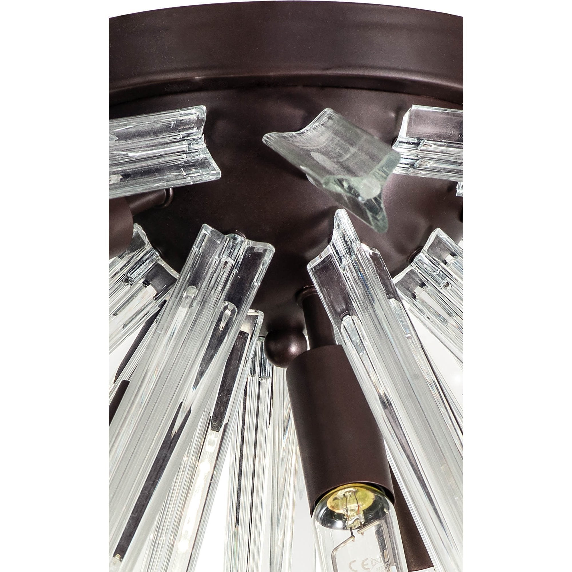 NL85029 Clover 6 Light Semi Flush Brown Oxide / Champagne Gold Glass
