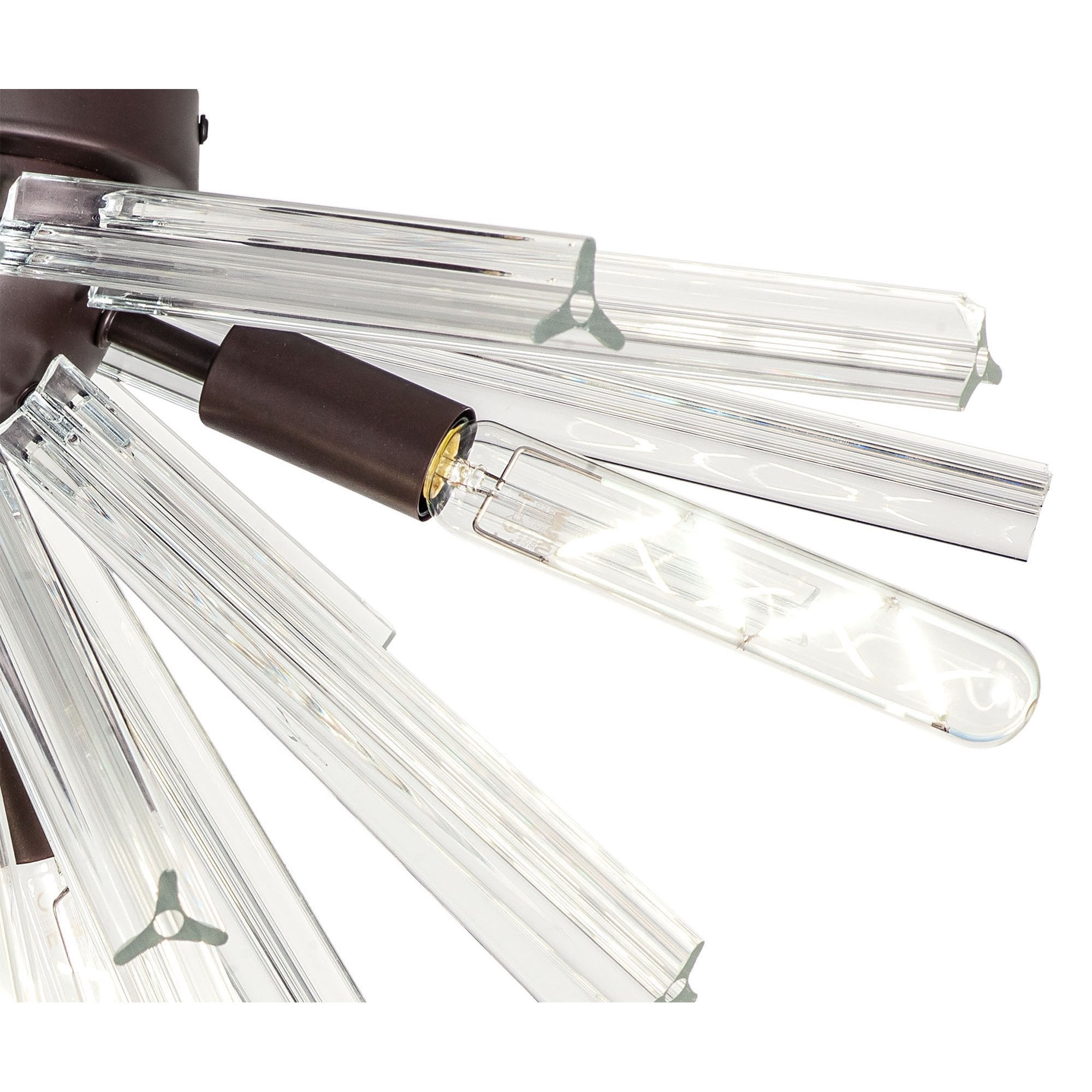 NL85029 Clover 6 Light Semi Flush Brown Oxide / Champagne Gold Glass