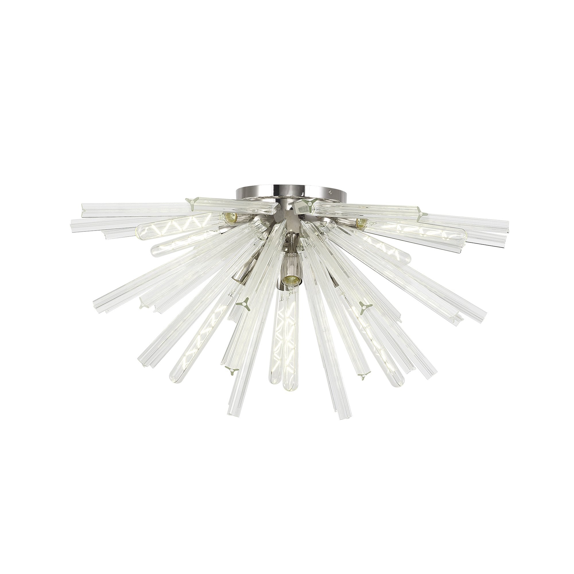 NL85039 Clover 8 Light Semi Flush Polished Nickel / Clear Glass