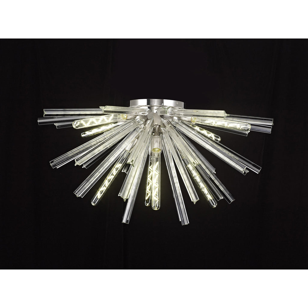 NL85039 Clover 8 Light Semi Flush Polished Nickel / Clear Glass