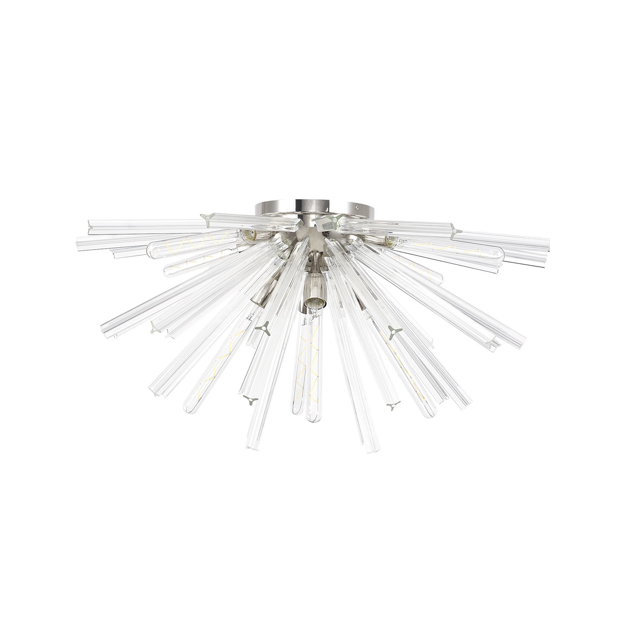 NL85039 Clover 8 Light Semi Flush Polished Nickel / Clear Glass